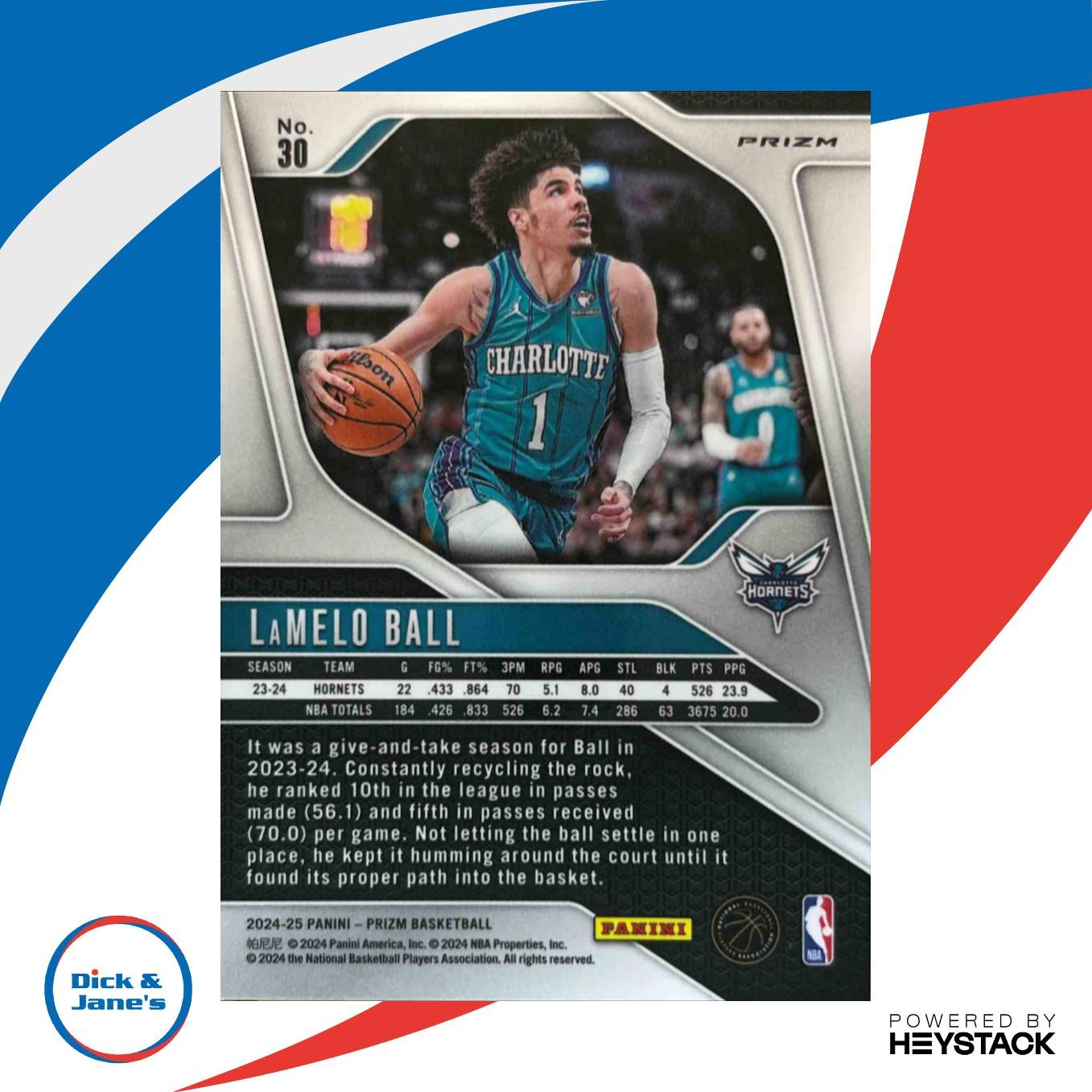 2024-25 Panini Prizm LaMelo Ball Choice Blue Yellow and Green #30 Hornets - Sports Cards