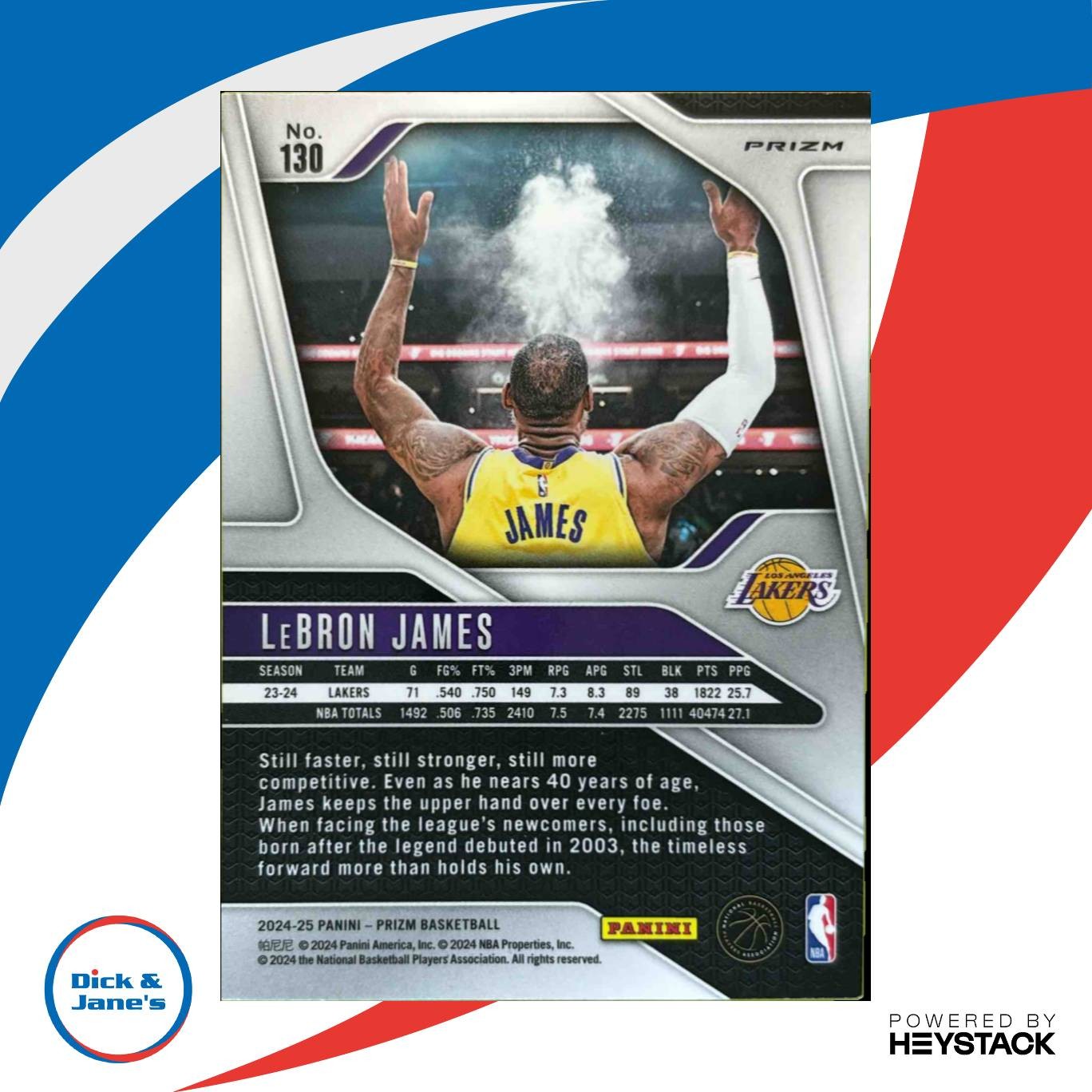 2024-25 Panini Prizm LeBron James Red White and Blue #130 Los Angeles Lakers - Sports Cards
