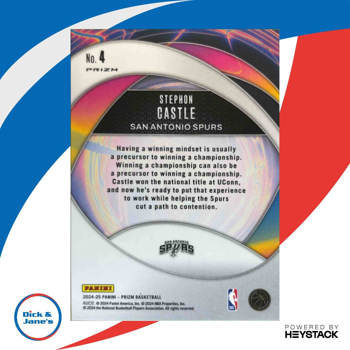 2024-25 Panini Prizm Stephon Castle Instant Impact Silver 4 RC San Antonio Spurs - Sports Cards