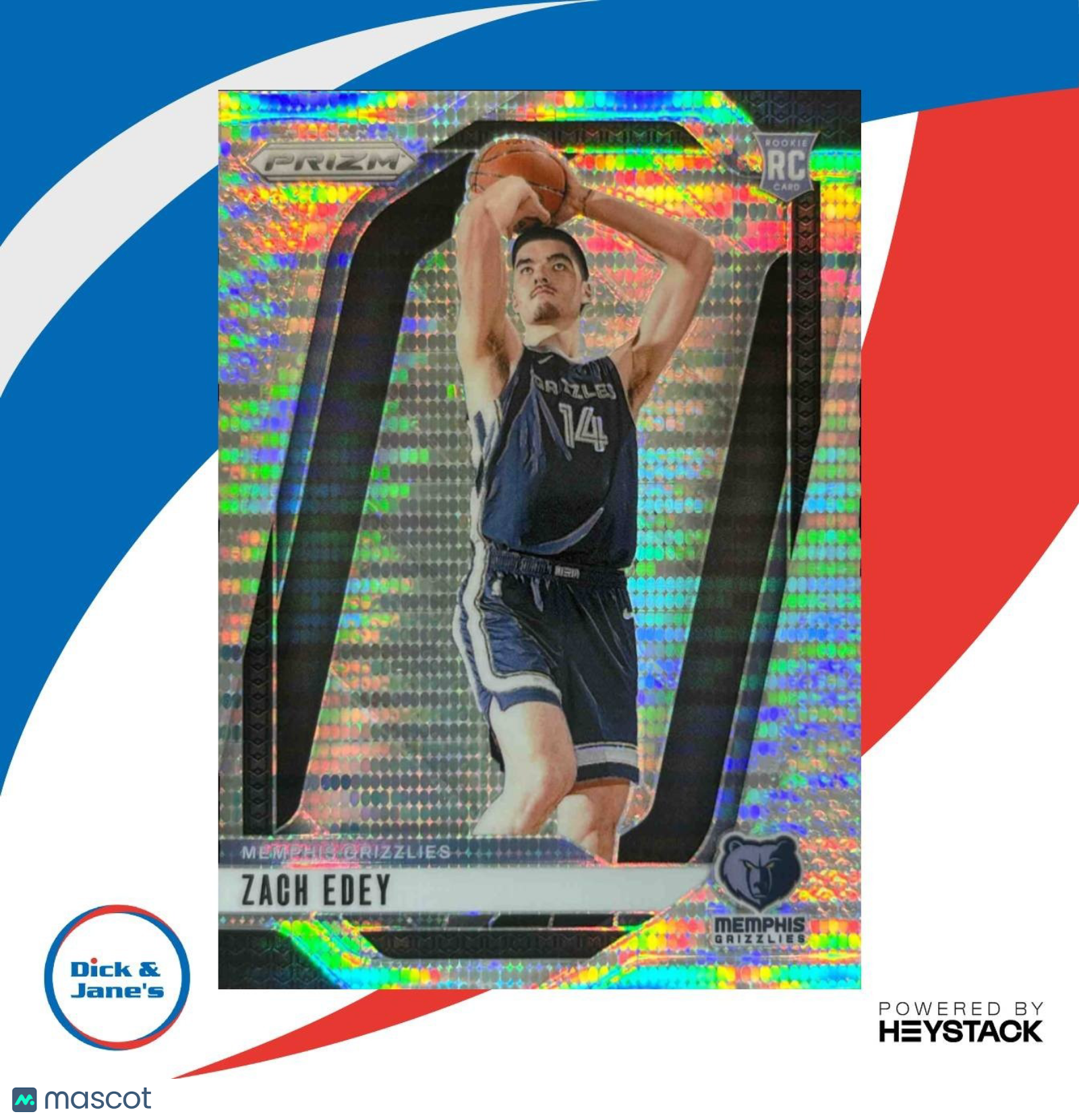 2024-25 Panini Prizm Zach Edey Hyper #249 RC Memphis Grizzlies - Sports Cards