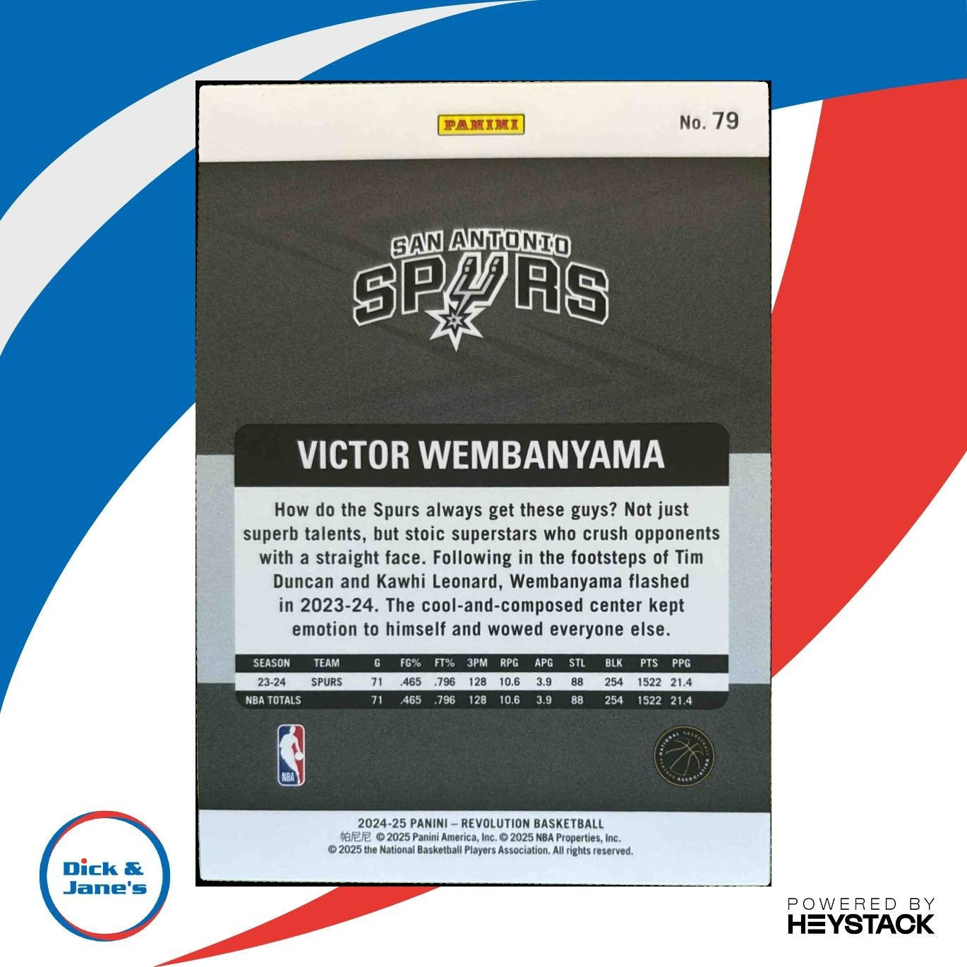 2024-25 Panini Revolution Victor Wembanyama #79 San Antonio Spurs - Sports Cards