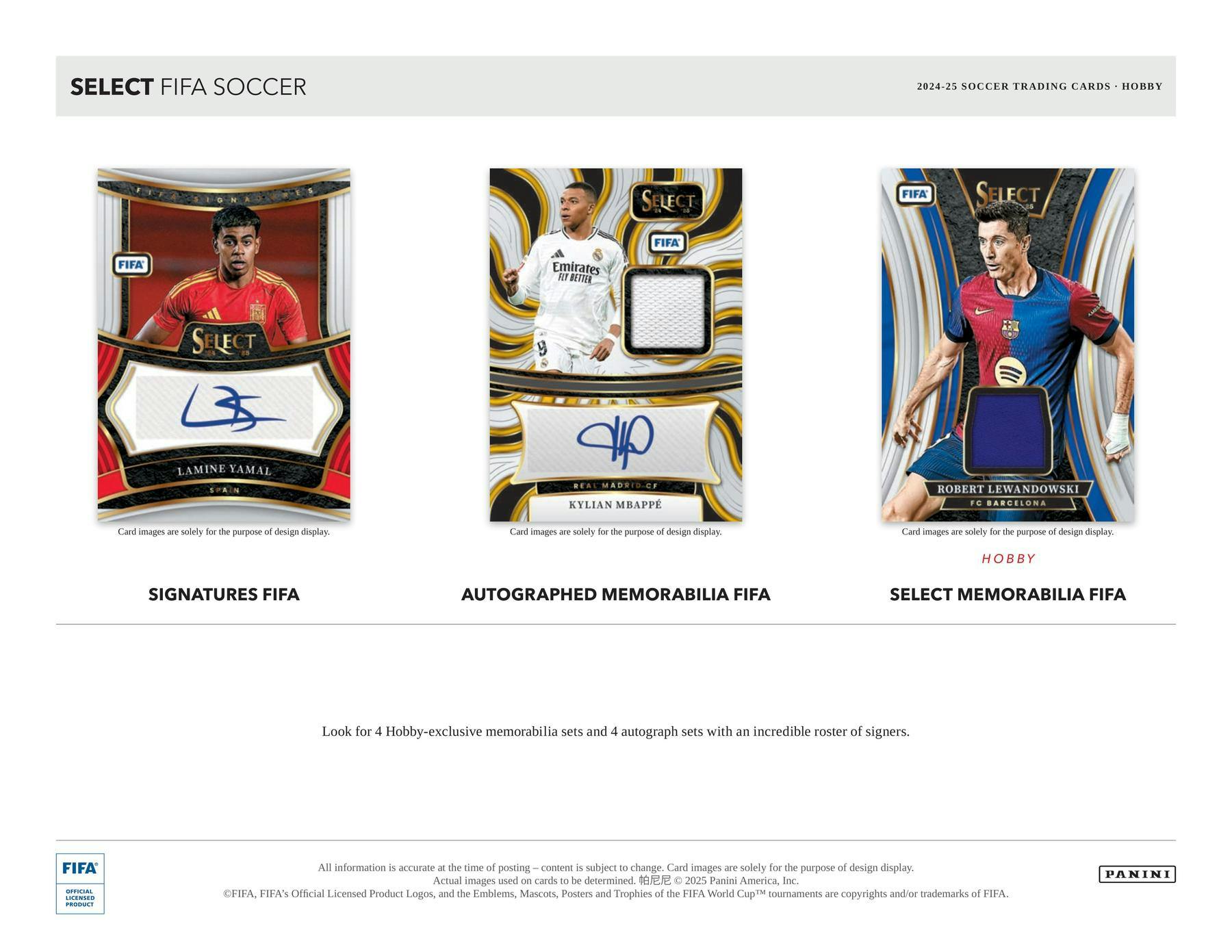 2024/25 Panini Select FIFA Soccer Hobby Box (3 Autos/Mems) (Yamal Mbappe Messi) - Soccer