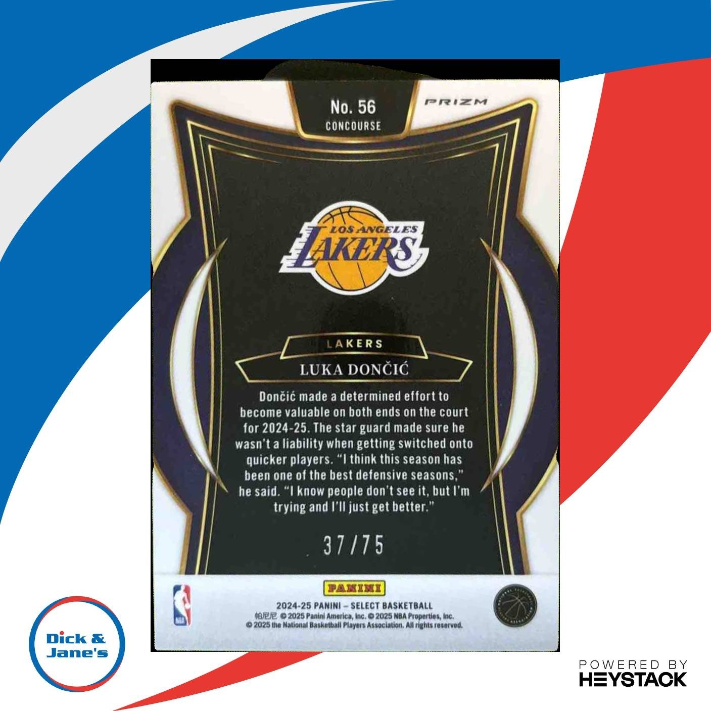 2024-25 Panini Select Luka Doncic White Disco Prizm /75 #56 Los Angeles Lakers - Sports Cards