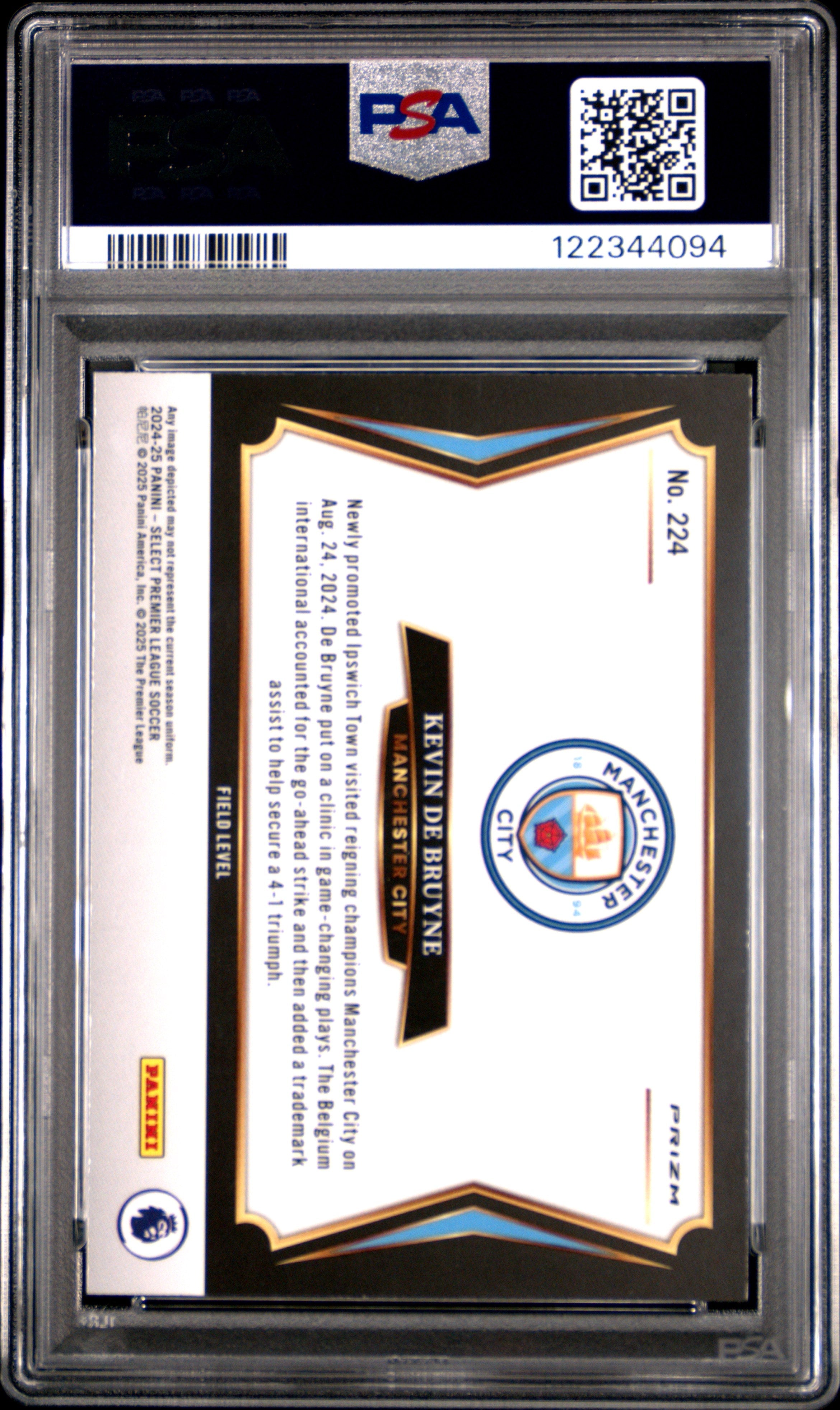 2024-25 Panini Select Premier League Kevin De Bruyne Honeycomb #224 PSA 10 - Graded Sports Cards