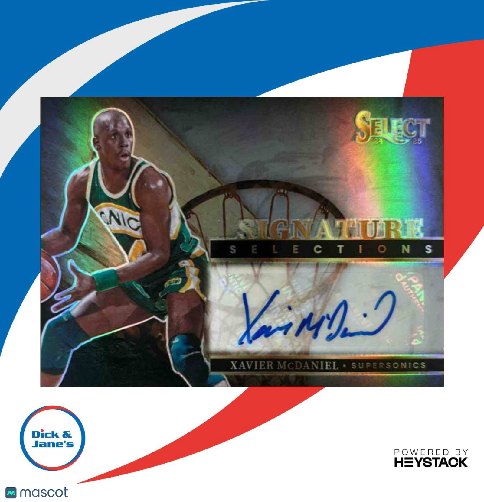 2024-25 Panini Select Xavier McDaniel Signature Selections #SS- Auto Supersonics - Sports Cards