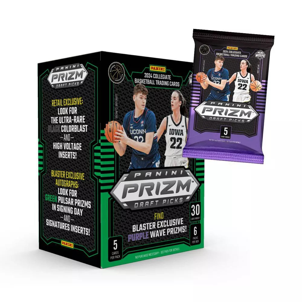2024/25 Prizm Draft Picks Collegiate Basketball Retail Blaster Box (Caitlin Clark) Purple Wave - NBA Hobby Box