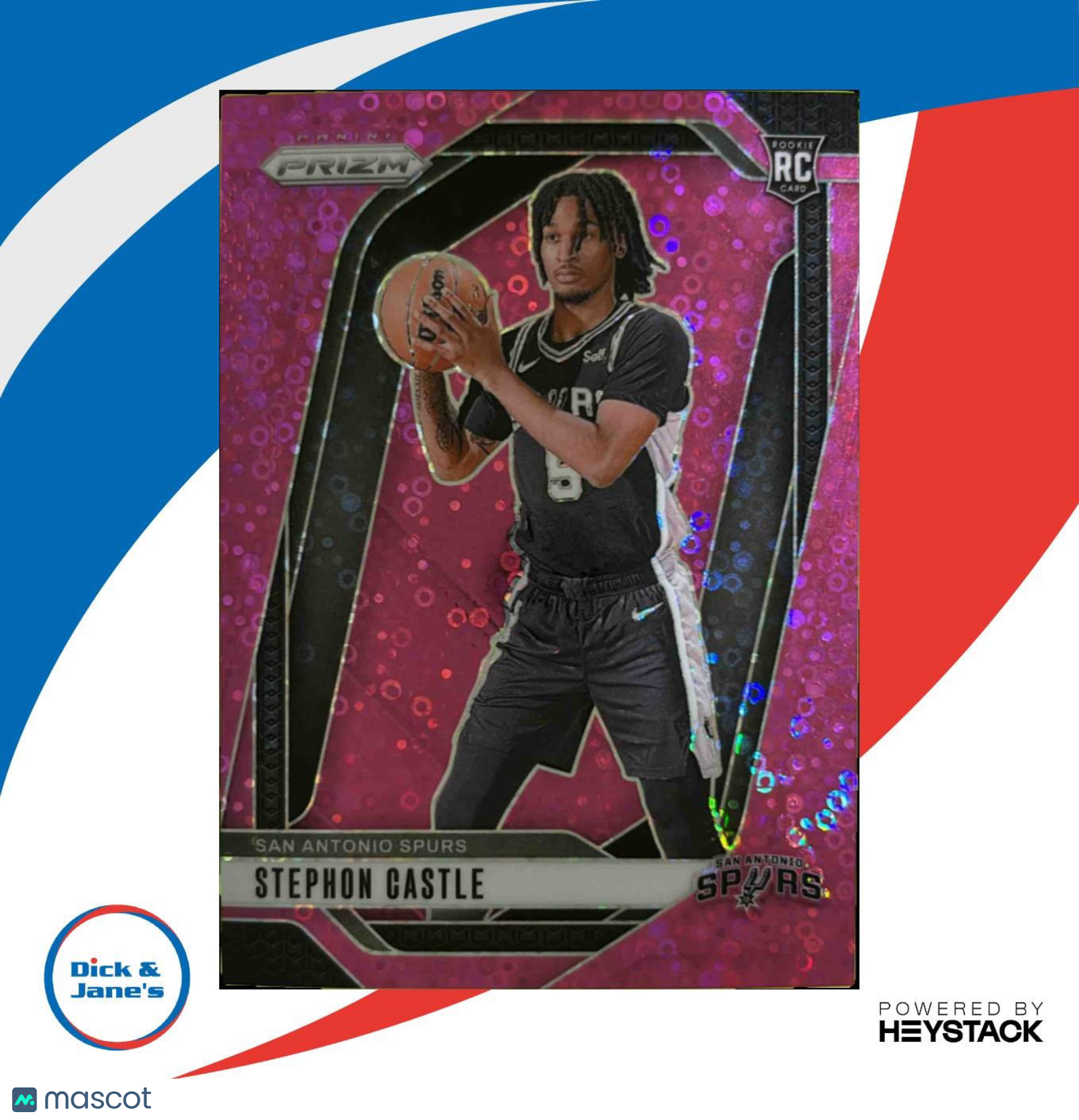 2024-25 Prizm Stephon Castle Fast Break Pink 50/50 #234 RC San Antonio Spurs - Sports Cards