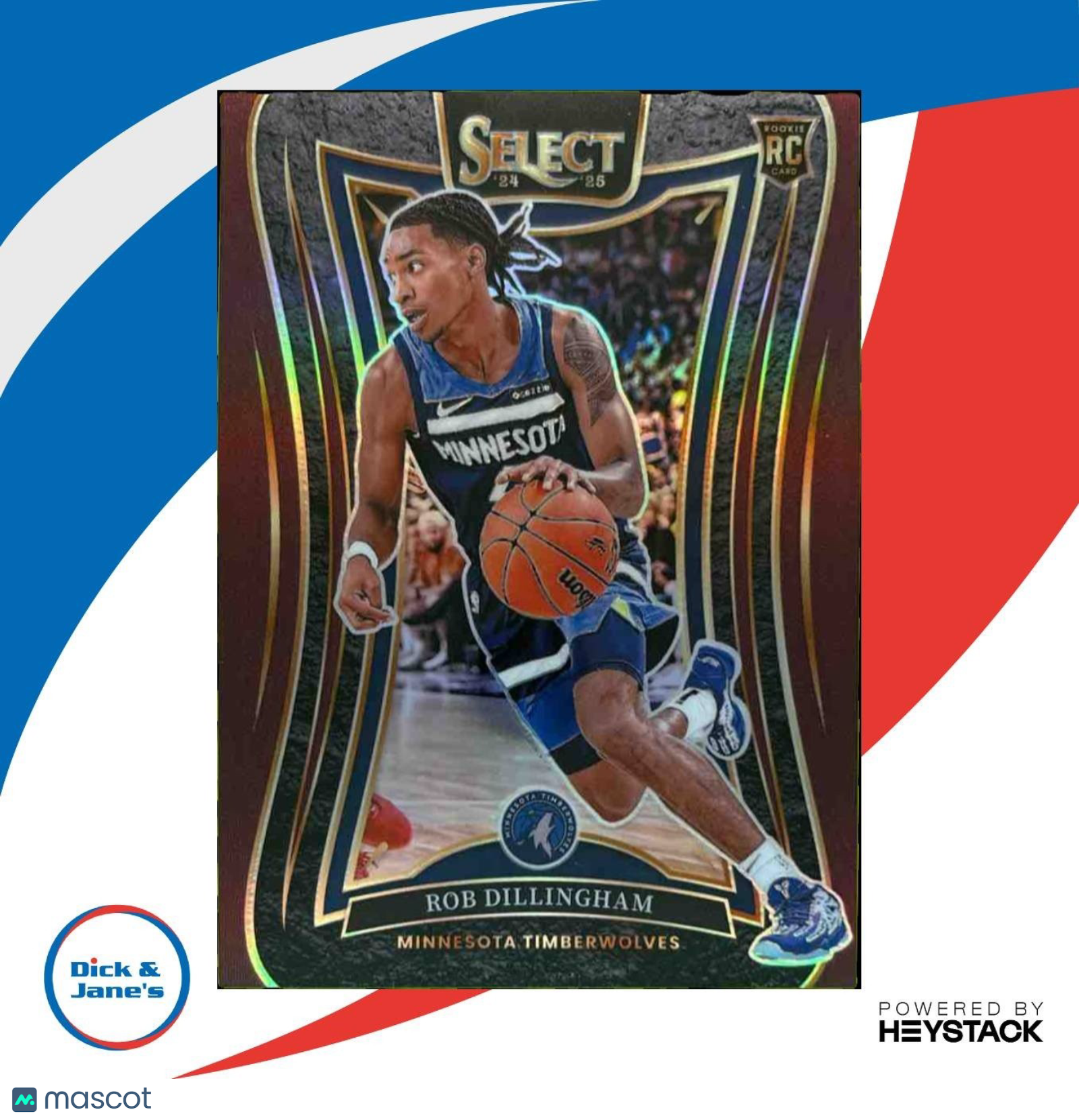 2024-25 Select Rob Dillingham Mezzanine Maroon /85 #392 RC Timberwolves - Sports Cards