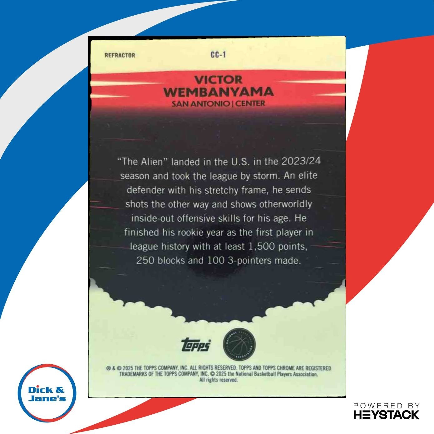 2024-25 Topps Chrome Victor Wembanyama Countdown Complete Refractor Spurs - Sports Cards