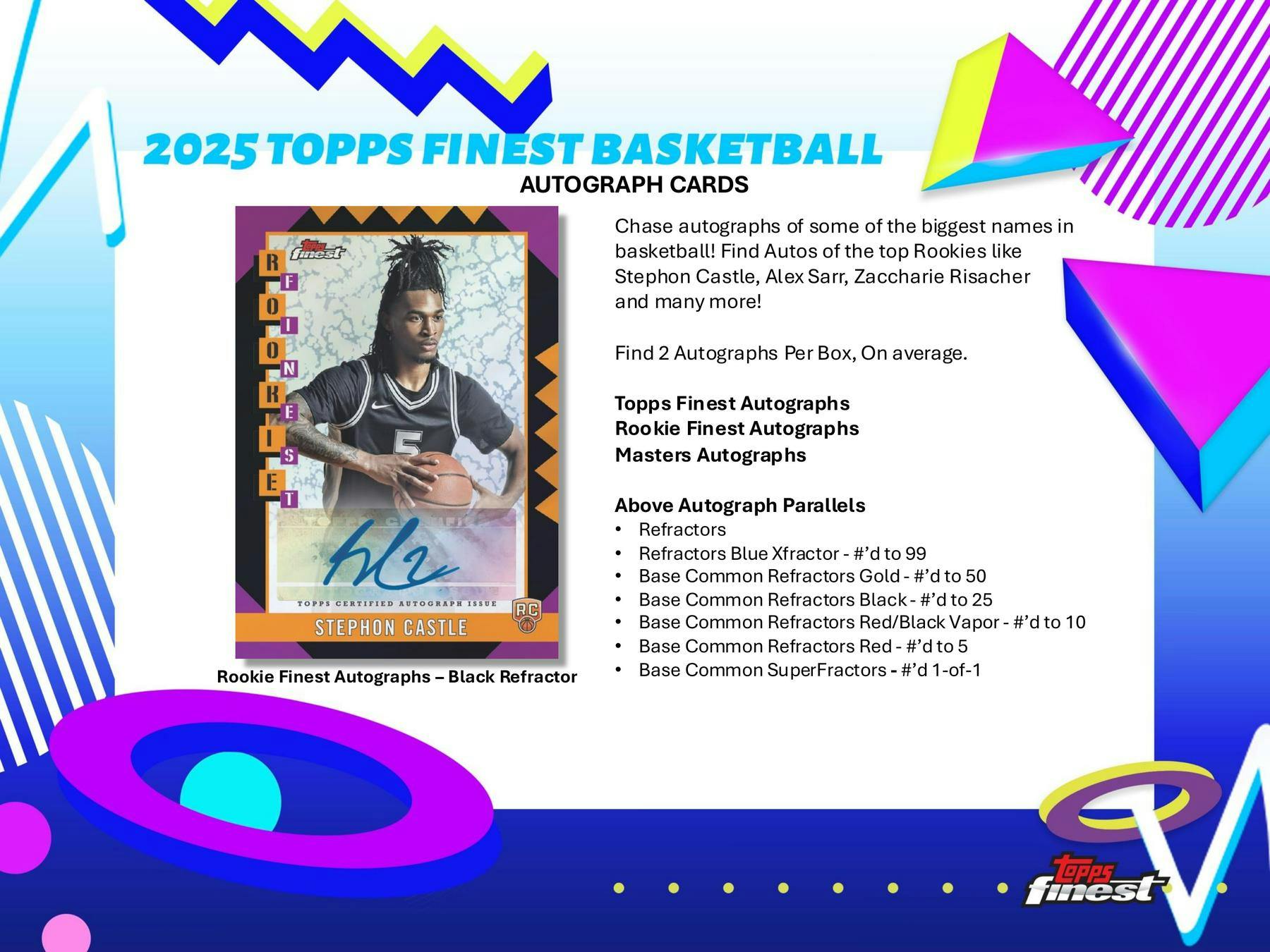 2024/25 Topps Finest Basketball Hobby Box (2 Autos) - NBA Hobby Box