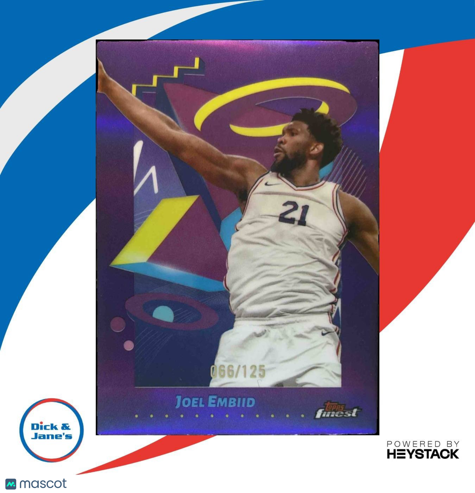 2024-25 Topps Finest Joel Embiid Purple Refractor /125 #274 Philadelphia 76ers - Sports Cards