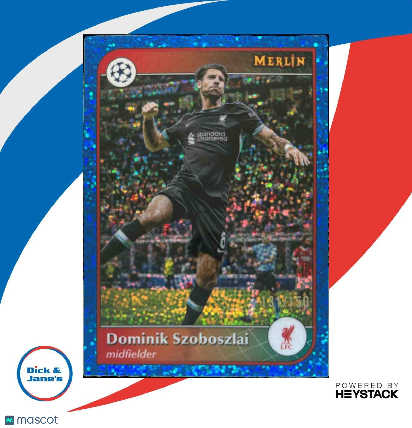 2024-25 Topps Merlin Chrome U Dominik Szoboszlai Blue Speckle /150 Liverpool FC - Sports Cards