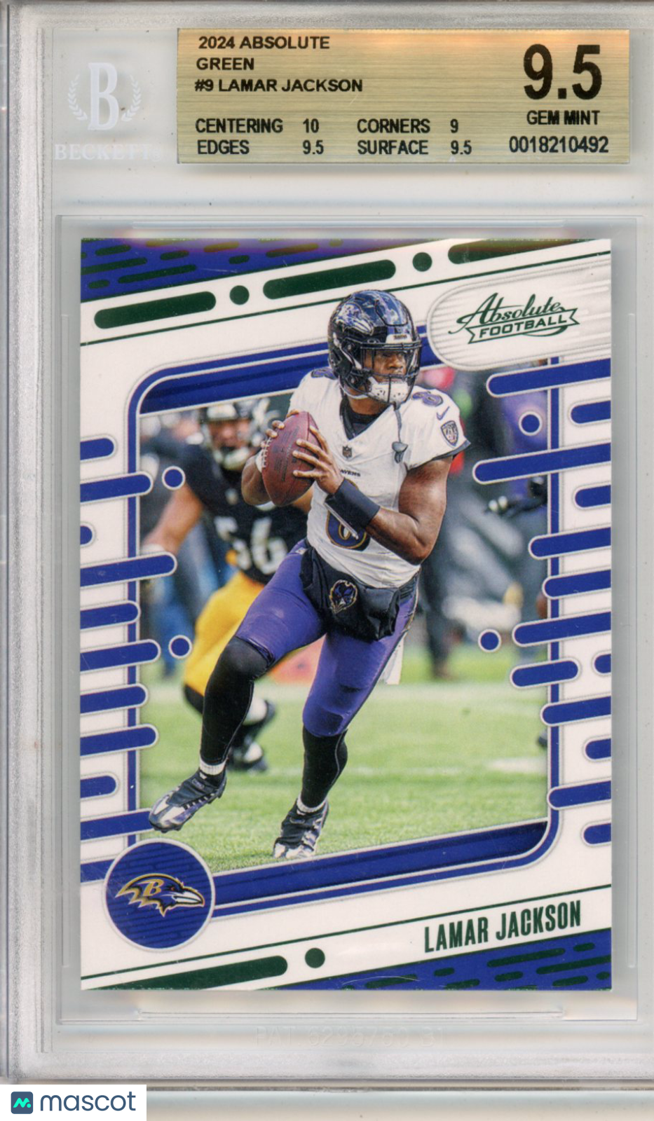 2024 Absolute Green Lamar Jackson Insert #9 BGS 9.5 GEM MINT Baltimore Ravens - Graded Sports Cards