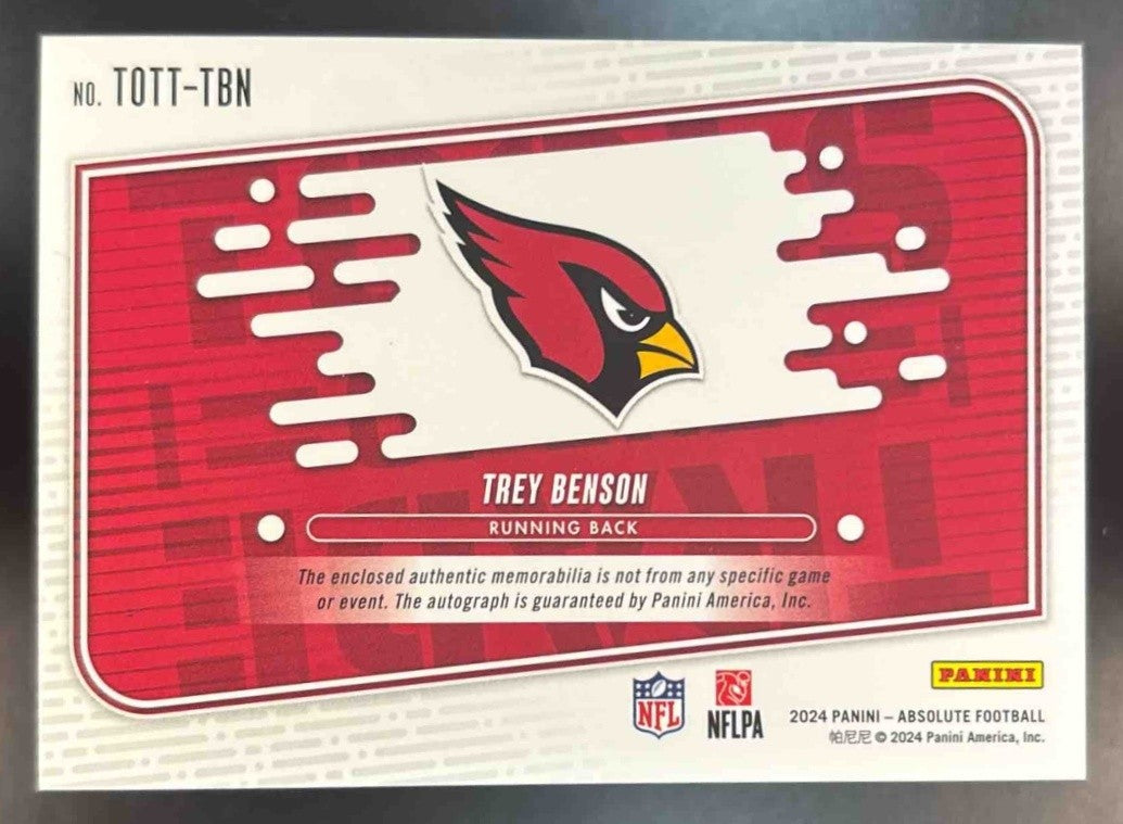 2024 Absolute Trey Benson Tools of the Trade Triple Patch Auto 99/99 RC - Sports Cards