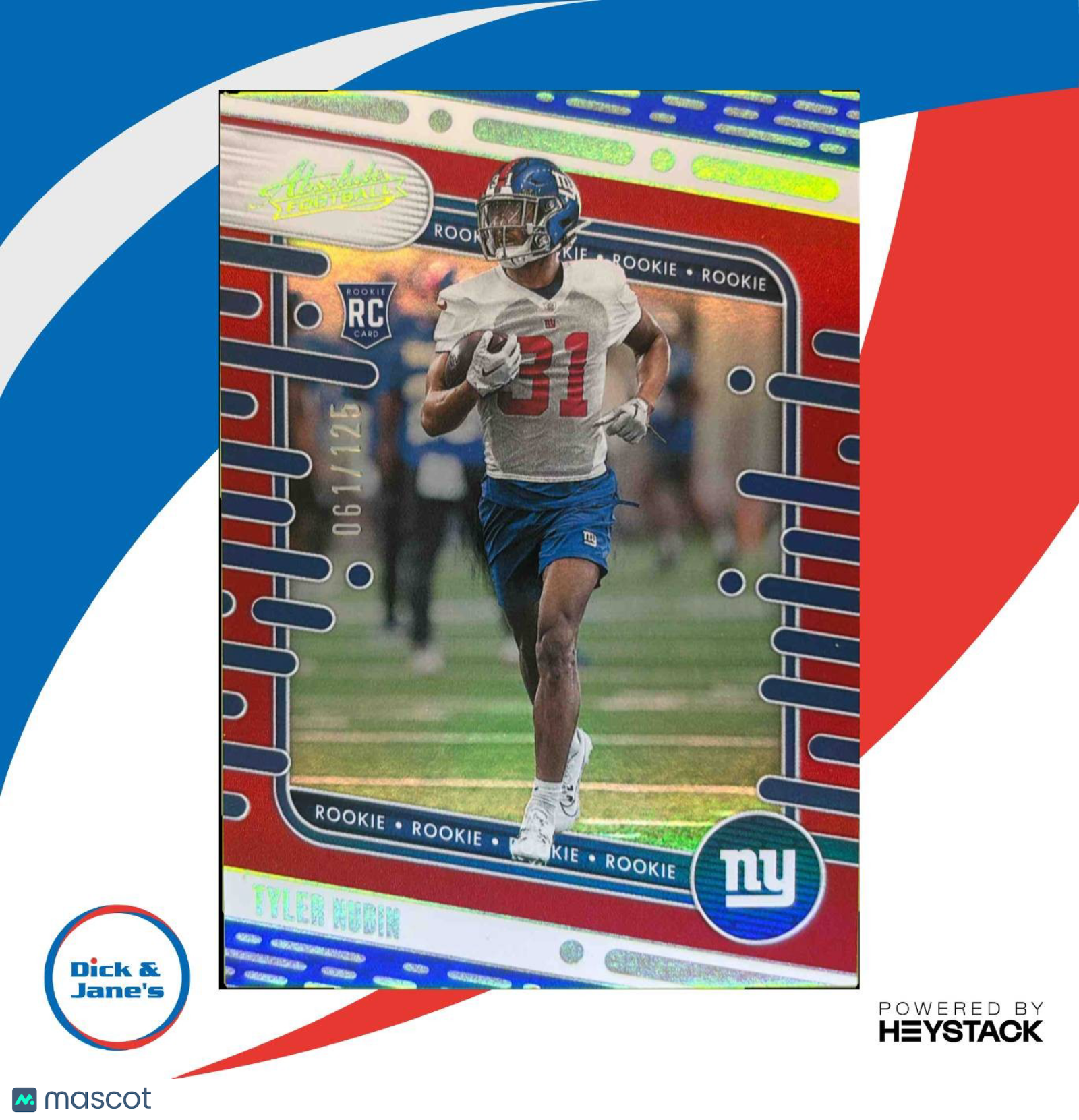 2024 Absolute Tyler Nubin Rookies Red Spectrum 61/125 #147 RC New York Giants - Sports Cards