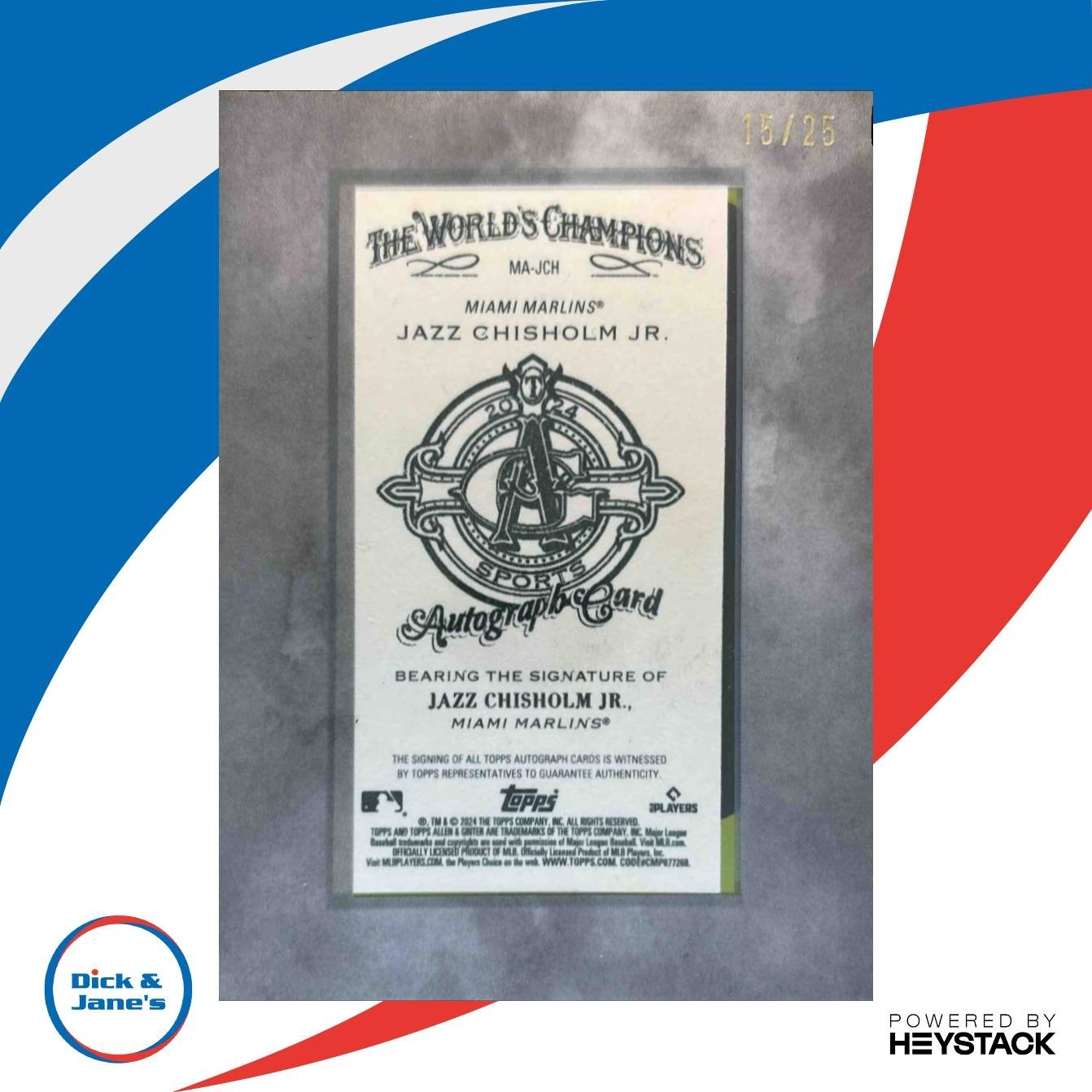 2024 Allen & Ginter Jazz Chisholm Jr. Mini Baseball Auto Black Frame /25 Marlins - Sports Cards