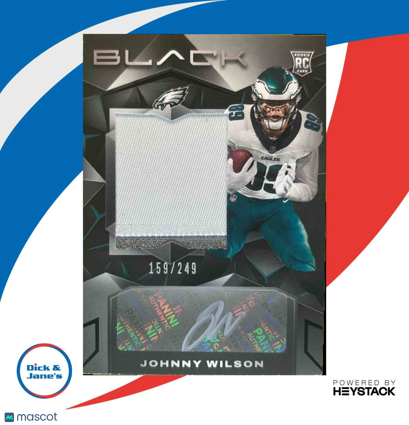 2024 Black Johnny Wilson Rookie Patch Auto 159/249 #240 RC Philadelphia Eagles - Sports Cards