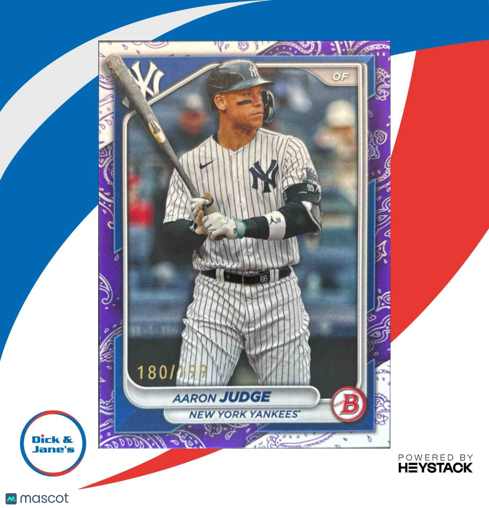 2024 Bowman Aaron Judge Purple Pattern 180/199 #7 New York Yankees - Sports Cards