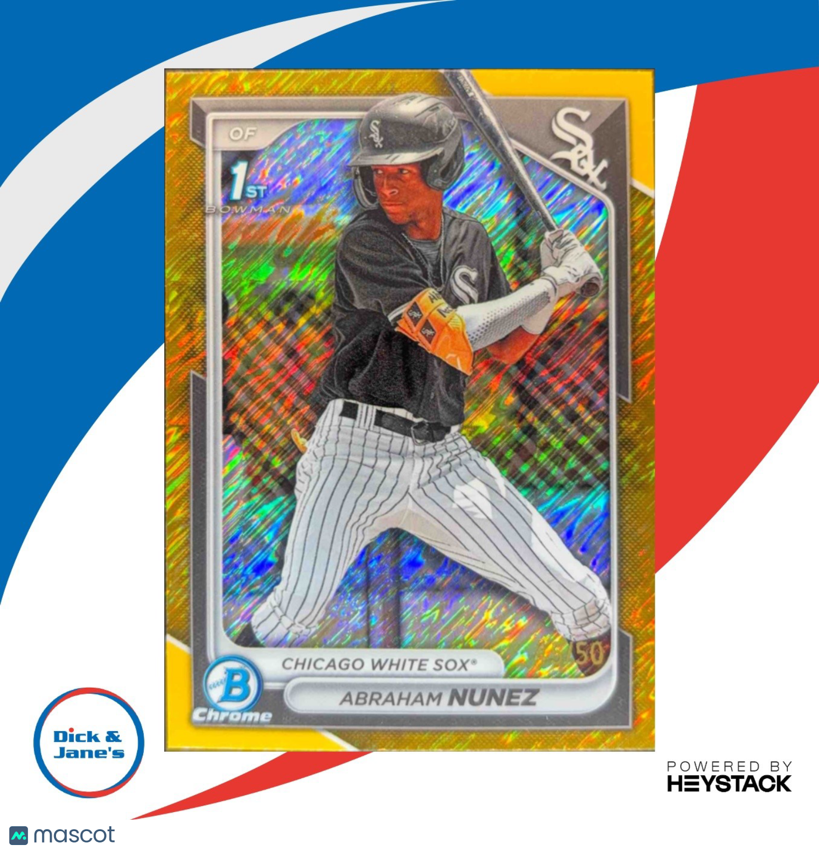 2024 Bowman Abraham Nunez Chrome Gold Shimmer Refractor /50 1st Prospect Rookie - Sports Cards