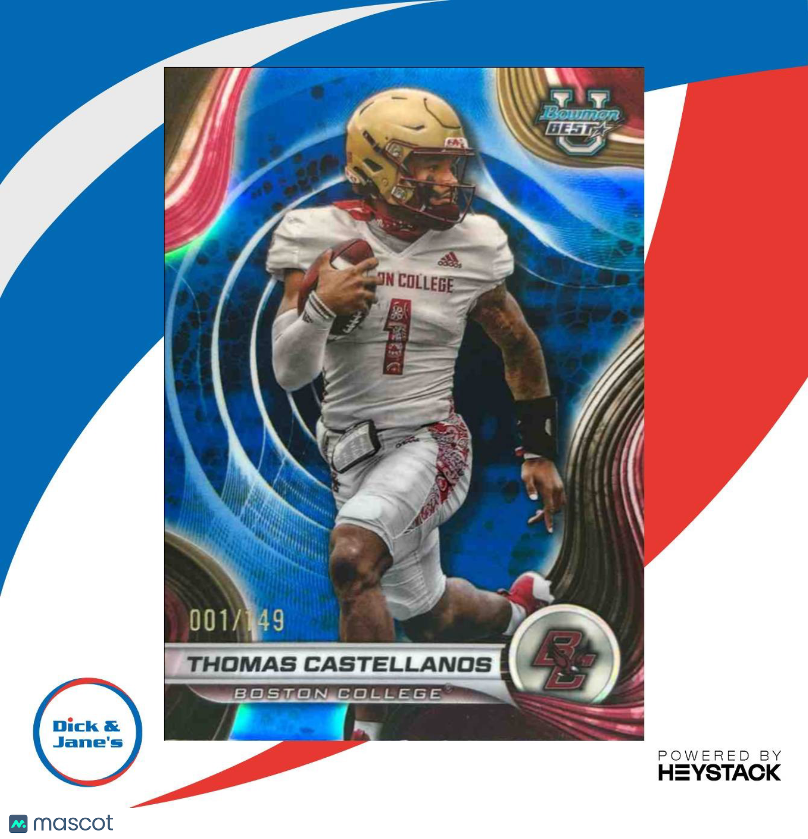 2024 Bowman Best University Thomas Castellanos Blue Refractor 1/149 #78 Eagles - Sports Cards