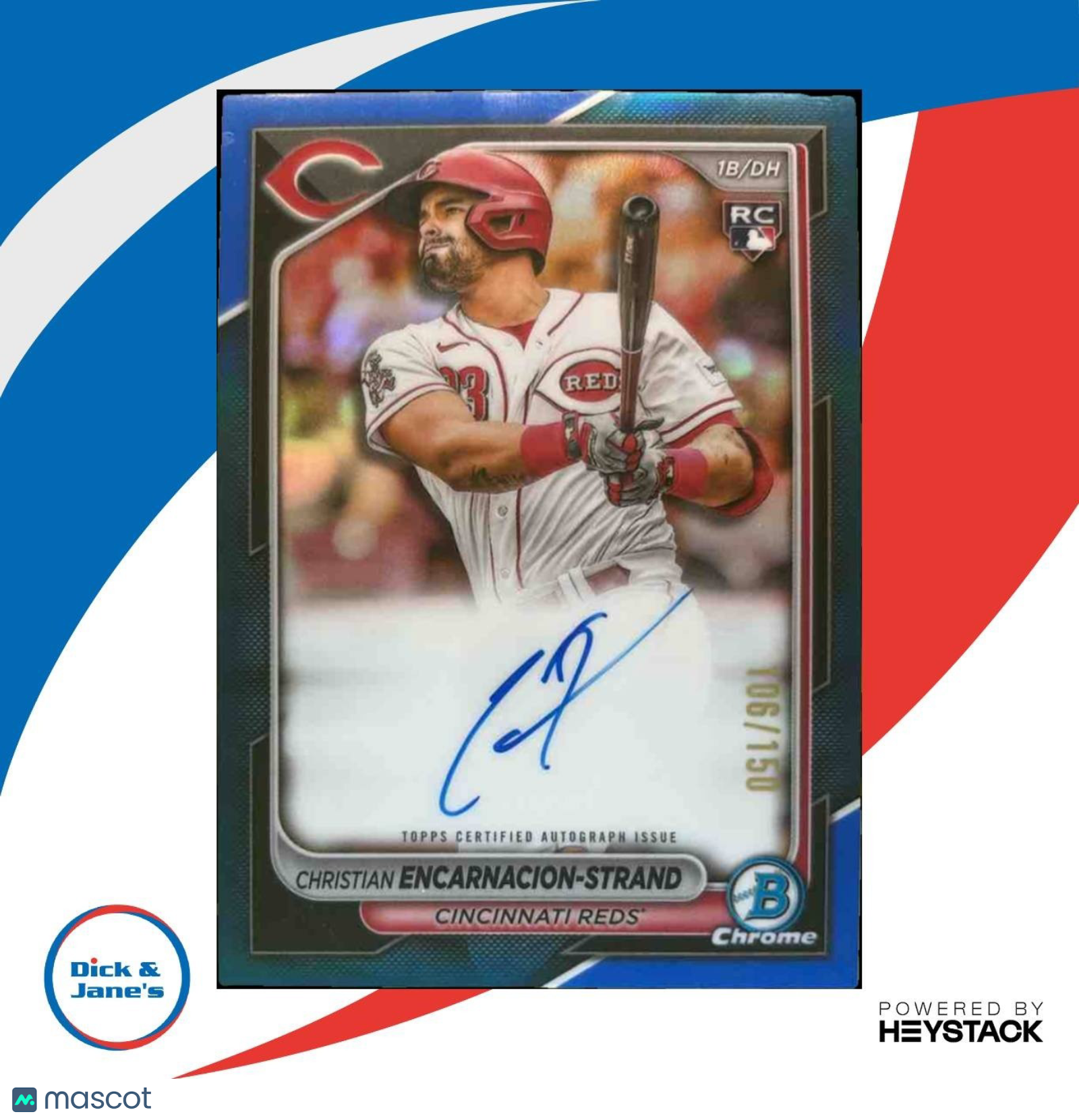 2024 Bowman Christian Encarnacion-Strand Chrome Auto Blue /150 RC Cincinnati Red - Sports Cards