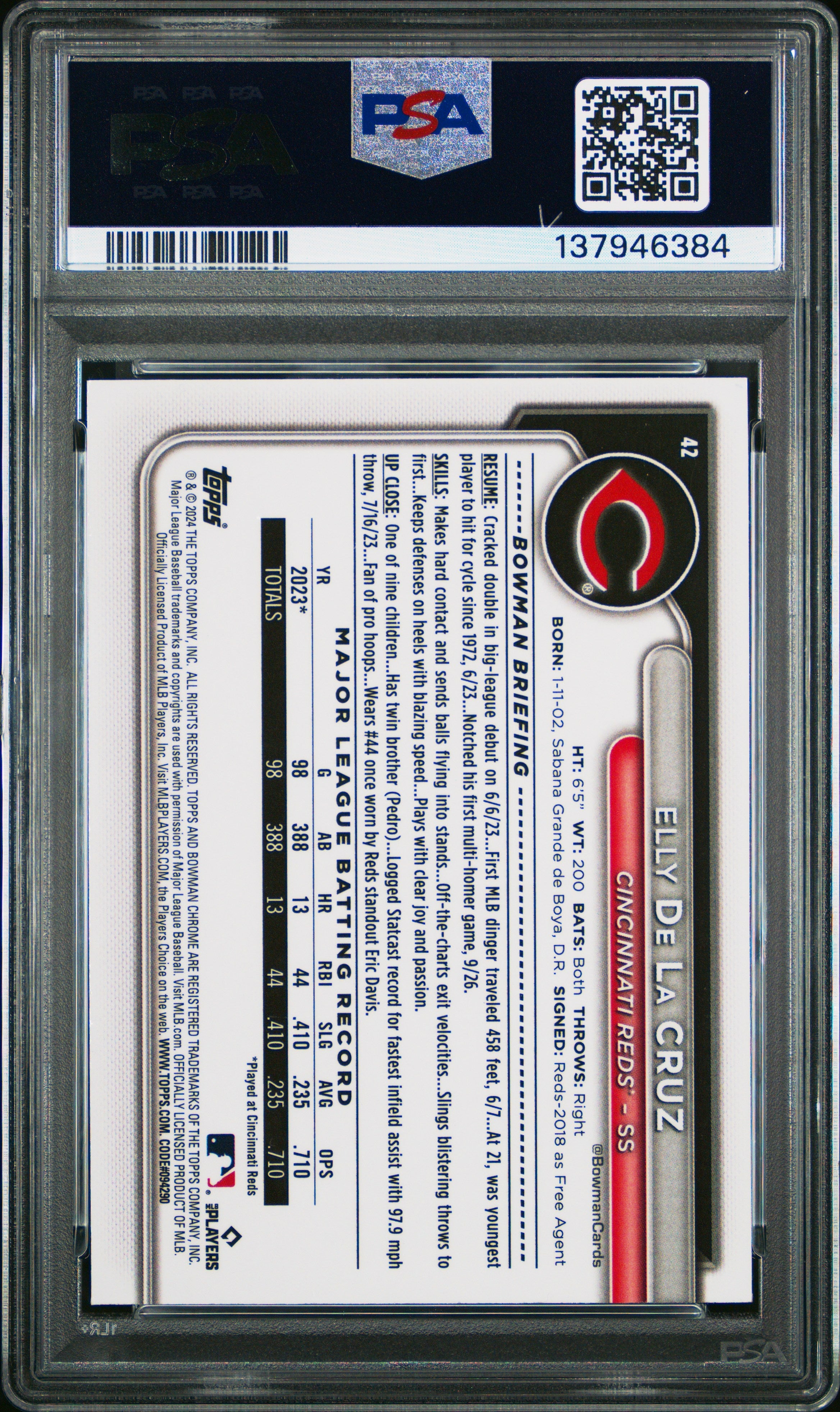 2024 Bowman Chrome Mega Box Elly De La Cruz #42 PSA 9 - Graded Sports Cards