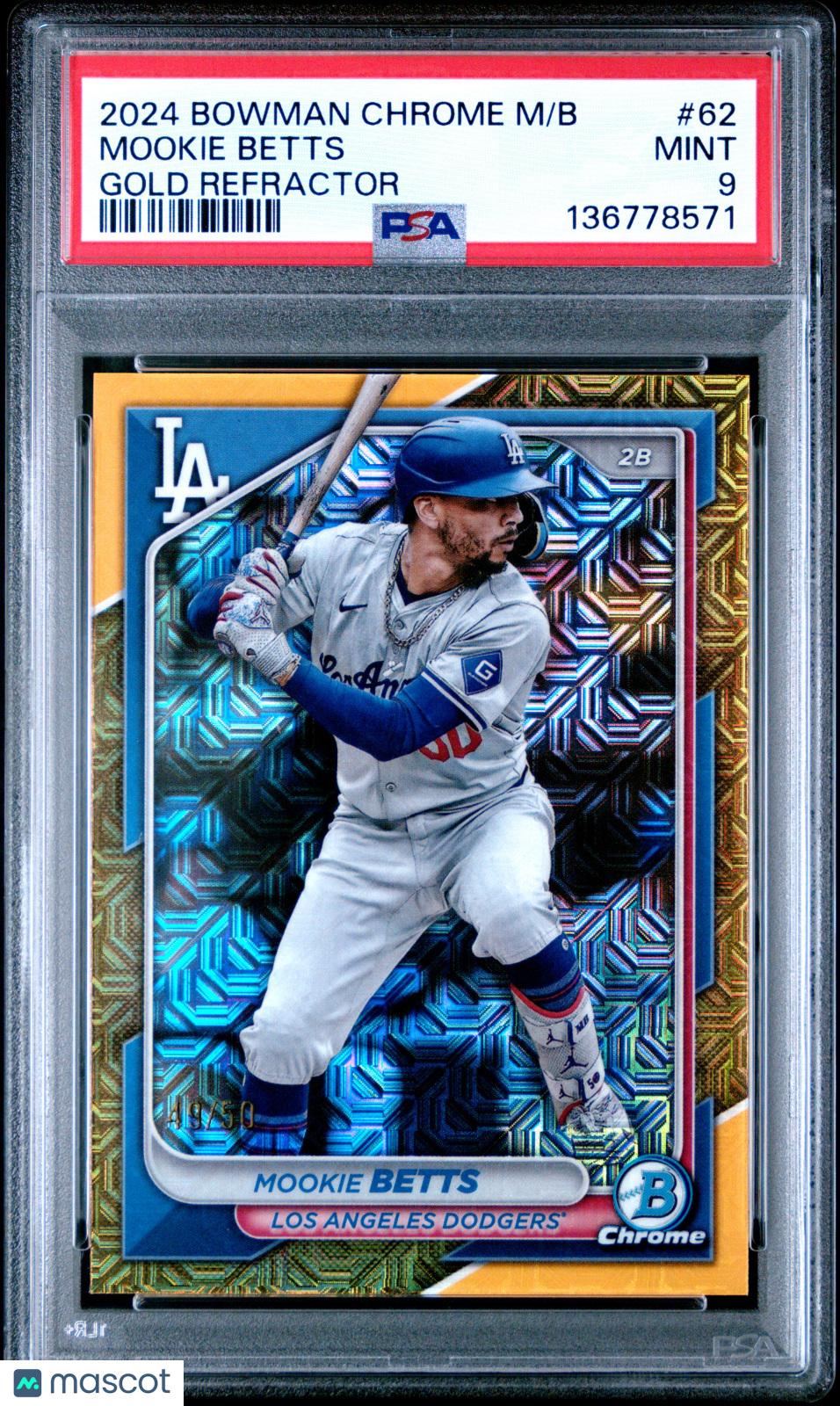 2024 Bowman Chrome Mega Box Mookie Betts Mojo Gold Refractor/50 PSA 9 LA Dodgers - Graded Sports Cards