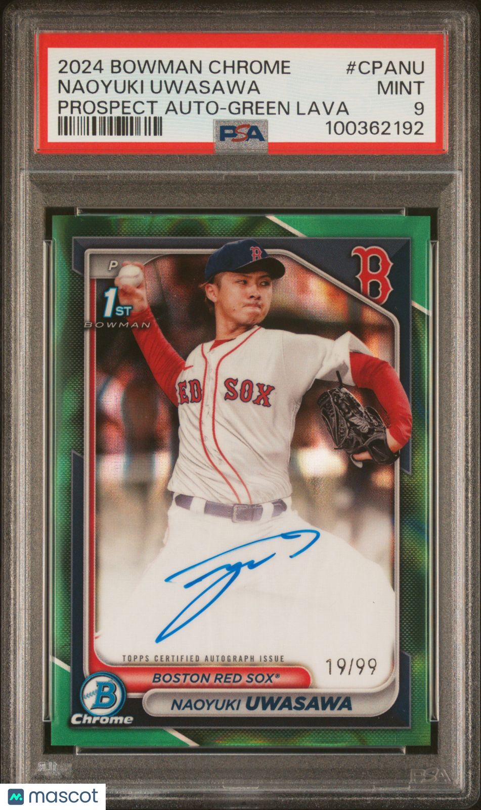 2024 Bowman Chrome Prospect Autographs Naoyuki Uwasawa Green Lava #CPANU PSA 9 - Graded Sports Cards