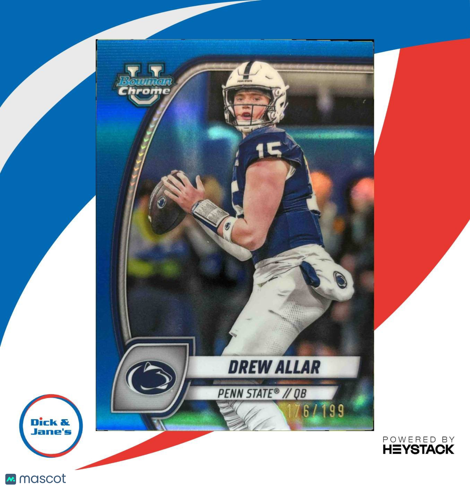 2024 Bowman Chrome University Drew Allar Blue Refractor 176/199 #4 Penn State - Sports Cards