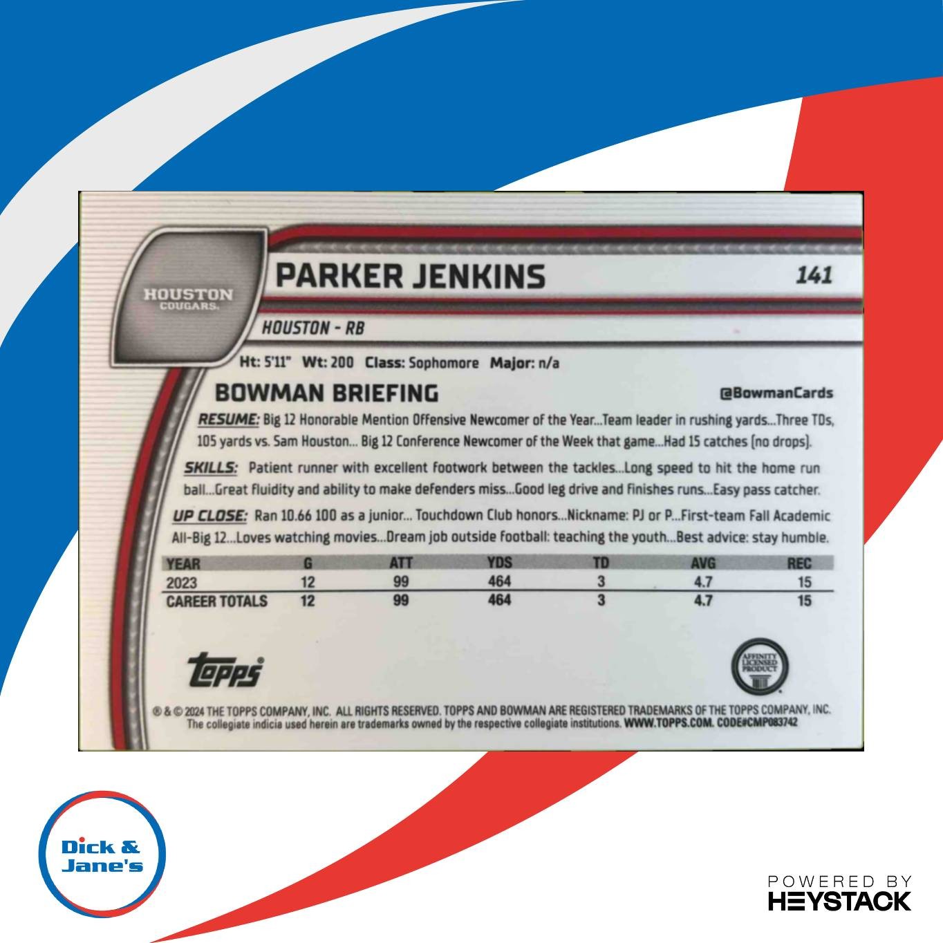 2024 Bowman Chrome University Parker Jenkins Fuchsia Mini Diamond /125 #141 - Sports Cards