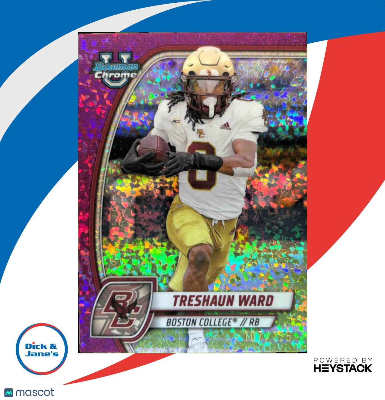 2024 Bowman Chrome University Treshaun Ward Fuchsia Mini Diamond /125 #176 Eagle - Sports Cards