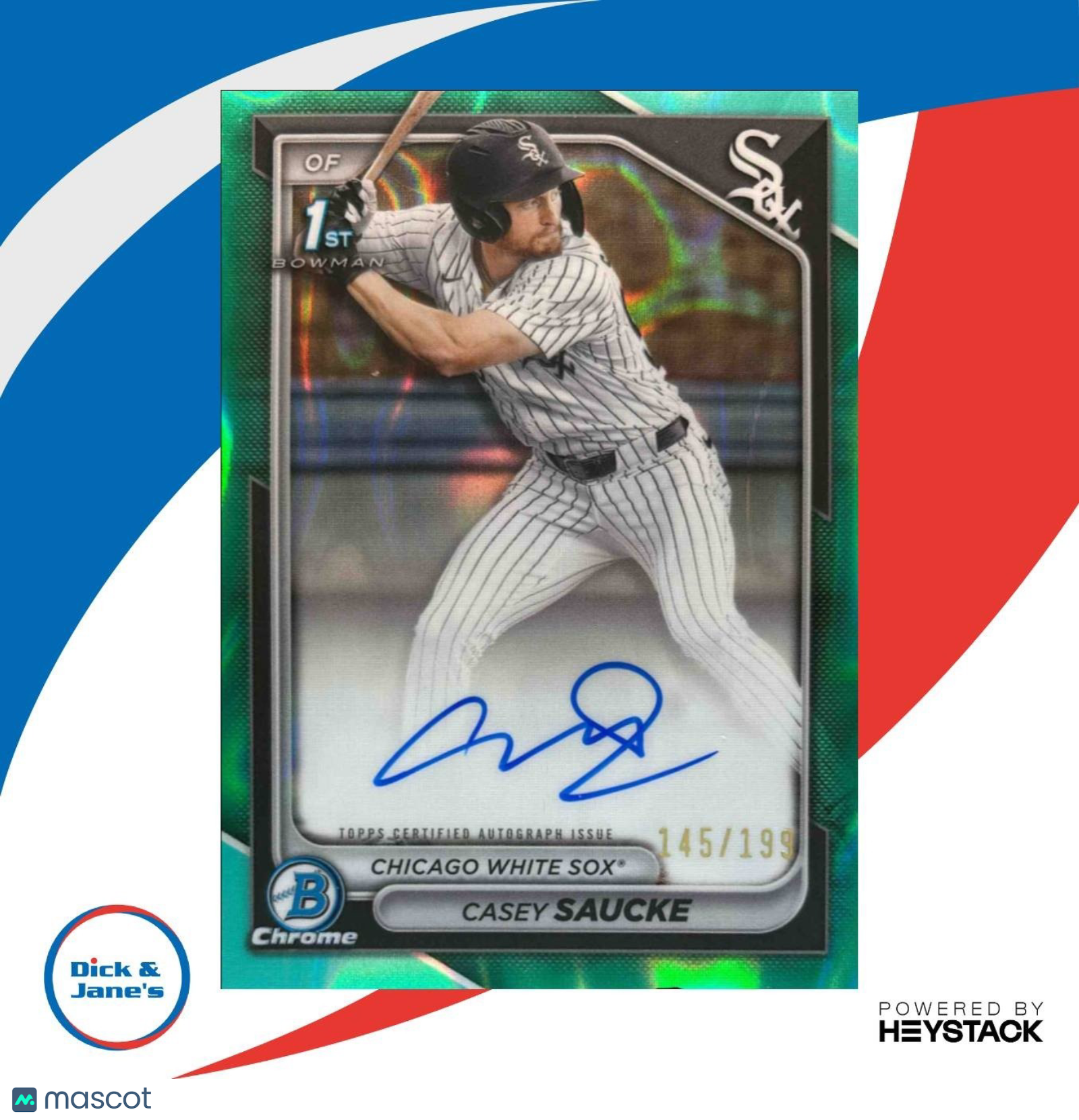 2024 Bowman Draft Casey Saucke Chrome Auto Aqua Lava /199 1st Prospect White Sox - Sports Cards