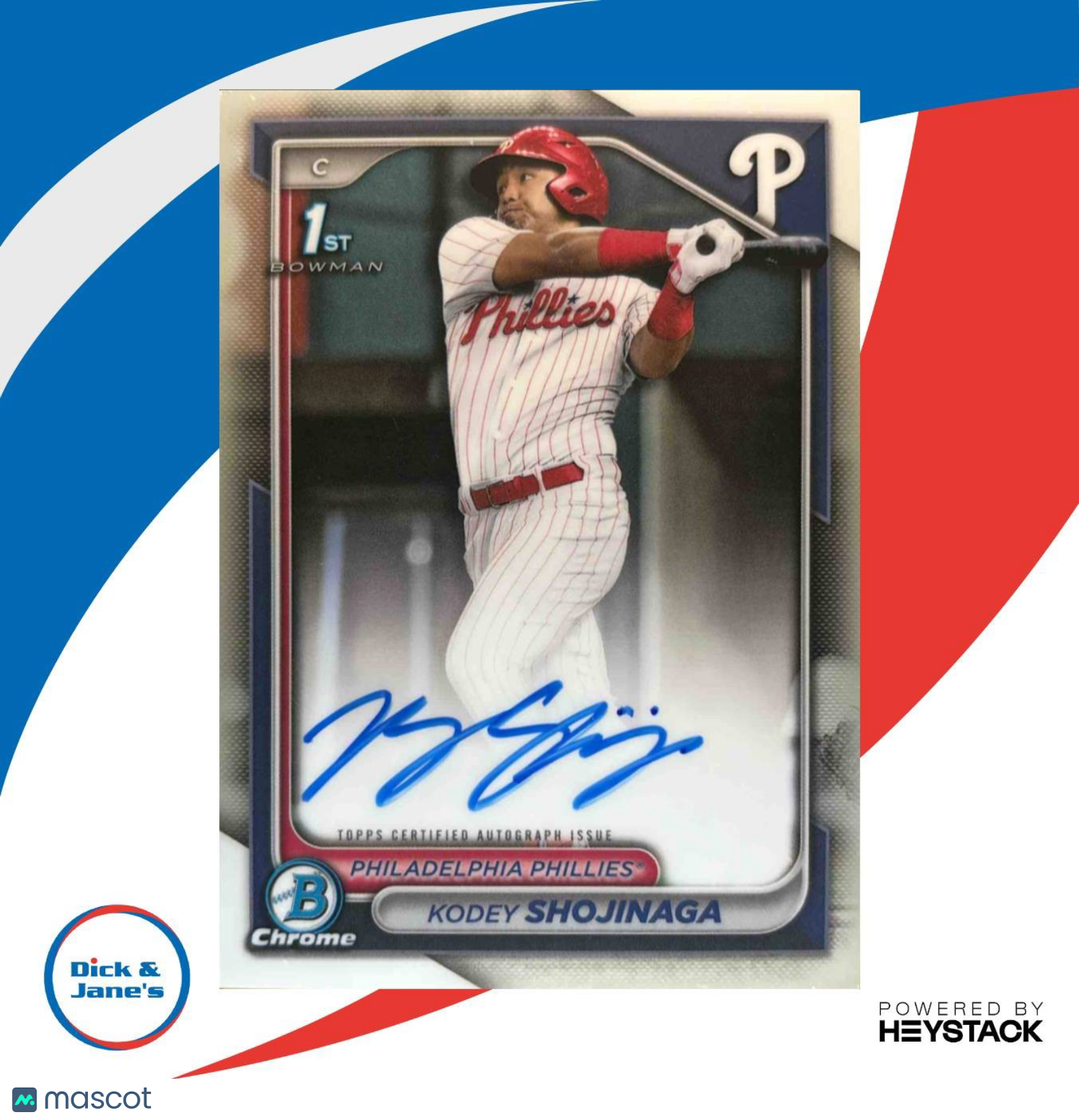2024 Bowman Draft Kodey Shojinaga Chrome Auto #CPA-KSH 1st Prospect Phillies - Sports Cards