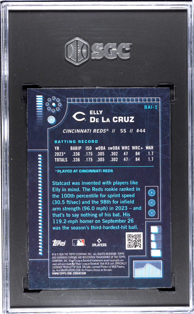 2024 Bowman Elly De La Cruz A. I. Rookie #BAI-1 SGC 9.5 MINT+ Cincinnati Reds - Graded Sports Cards
