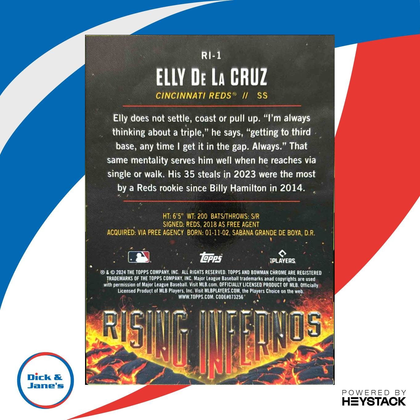 2024 Bowman Elly De La Cruz Rising Infernos #RI-1 RC Cincinnati Reds - Sports Cards