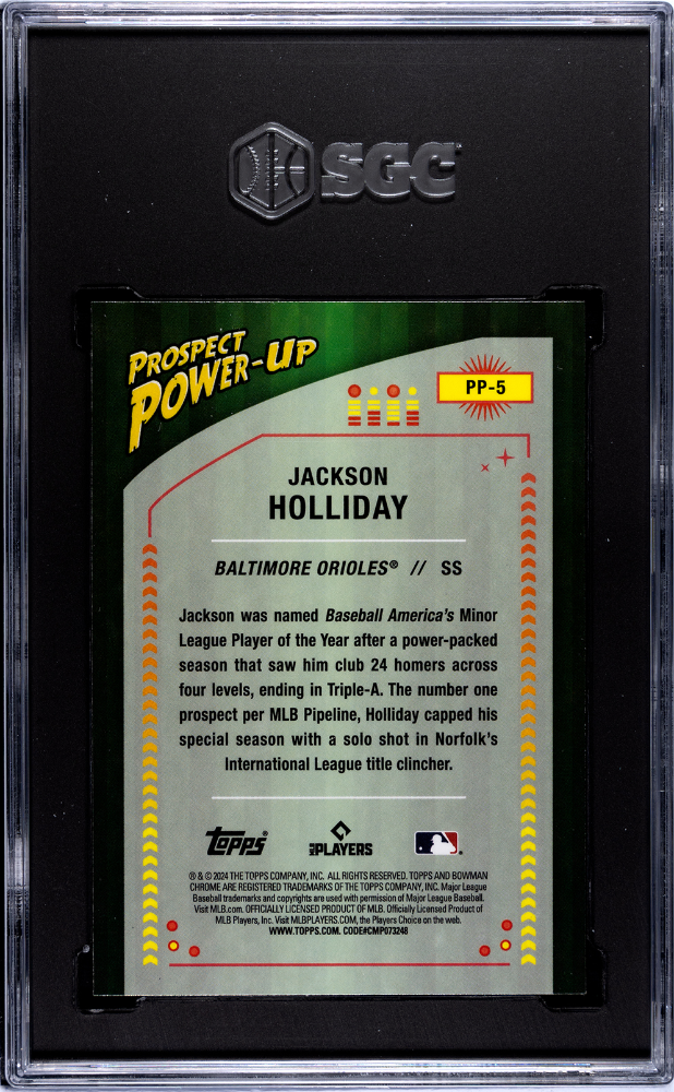2024 Bowman Jackson Holliday Pros. Power Up Rookie #PP-5 SGC 10 GEM MINT Orioles - Graded Sports Cards