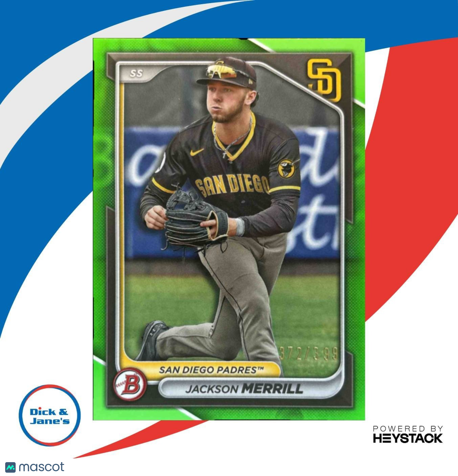 2024 Bowman Jackson Merrill Prospects Neon Green /399 #BP-145 San Diego Padres - Sports Cards