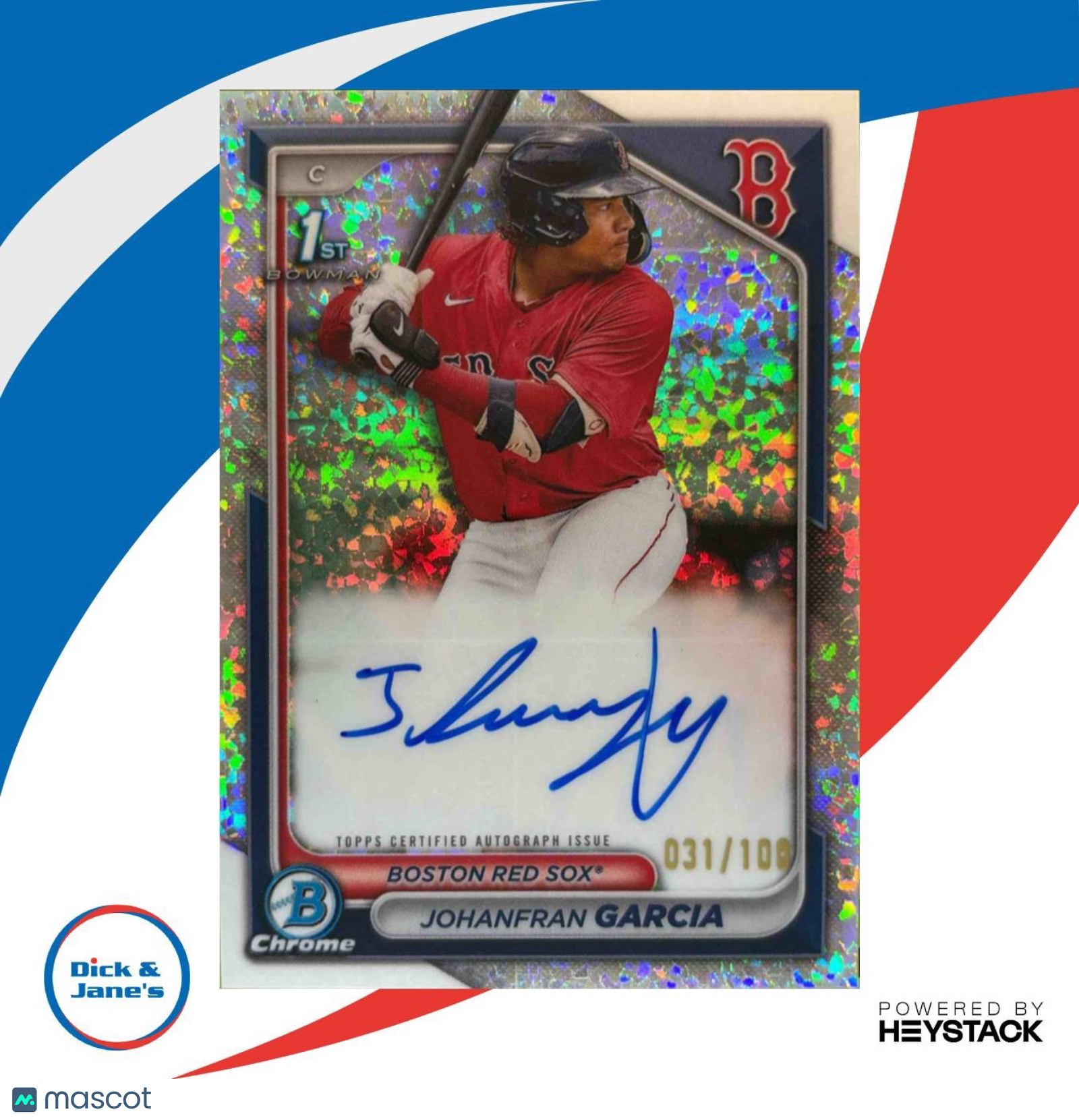 2024 Bowman Johanfran Garcia Chrome Auto Mini Diamond Refractor/100 Prospect Sox - Sports Cards
