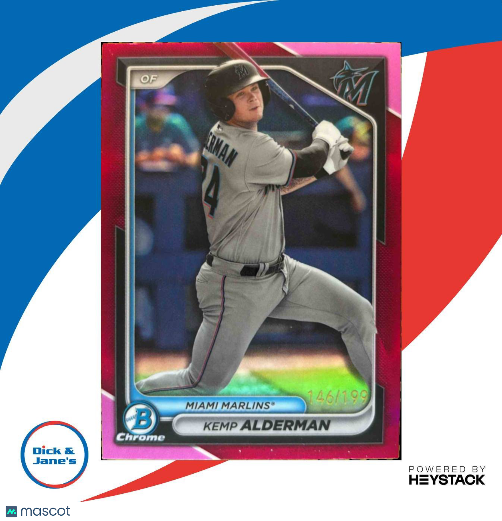 2024 Bowman Kemp Alderman Chrome Prospects Fuchsia Refractor /199 BCP-82 Marlins - Sports Cards