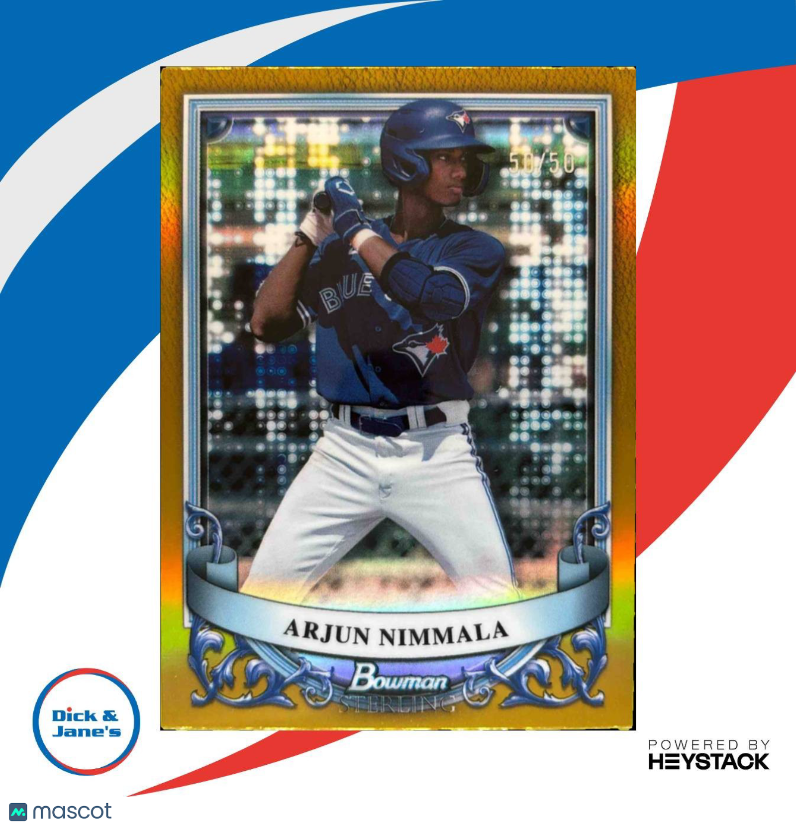 2024 Bowman Sterling Arjun Nimmala Prospect Gold Refractor /50 Toronto Blue Jays - Sports Cards