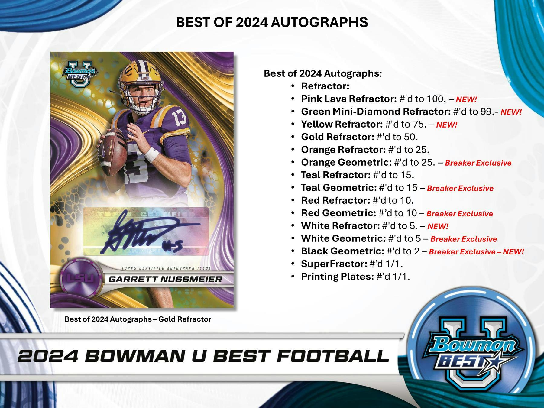 2024 Bowman University Best Football Hobby Box (4 Autos) - NFL Hobby Box