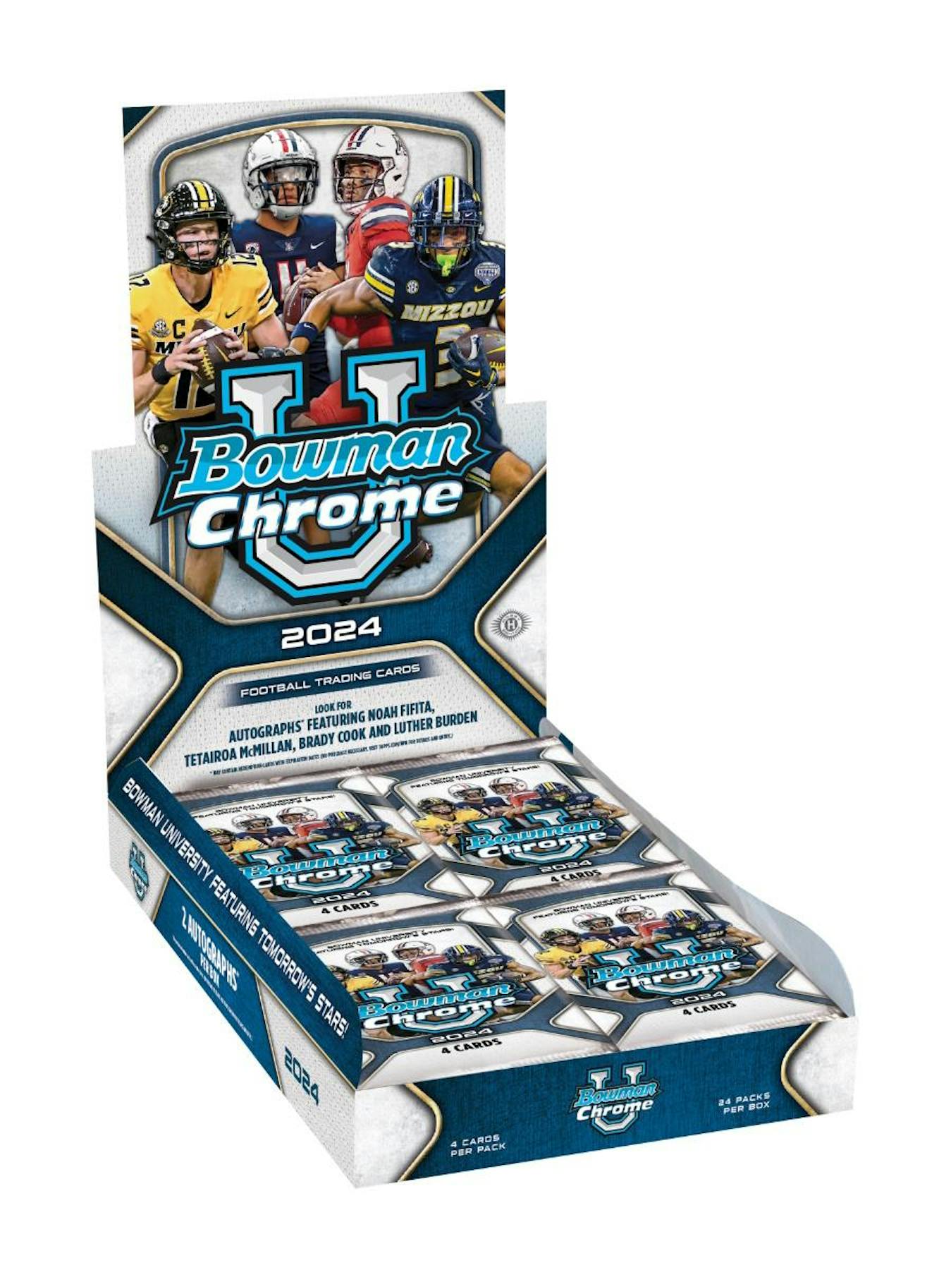 2024 Bowman University Chrome Football Hobby Box (2 Autos) NFL Hobby Box