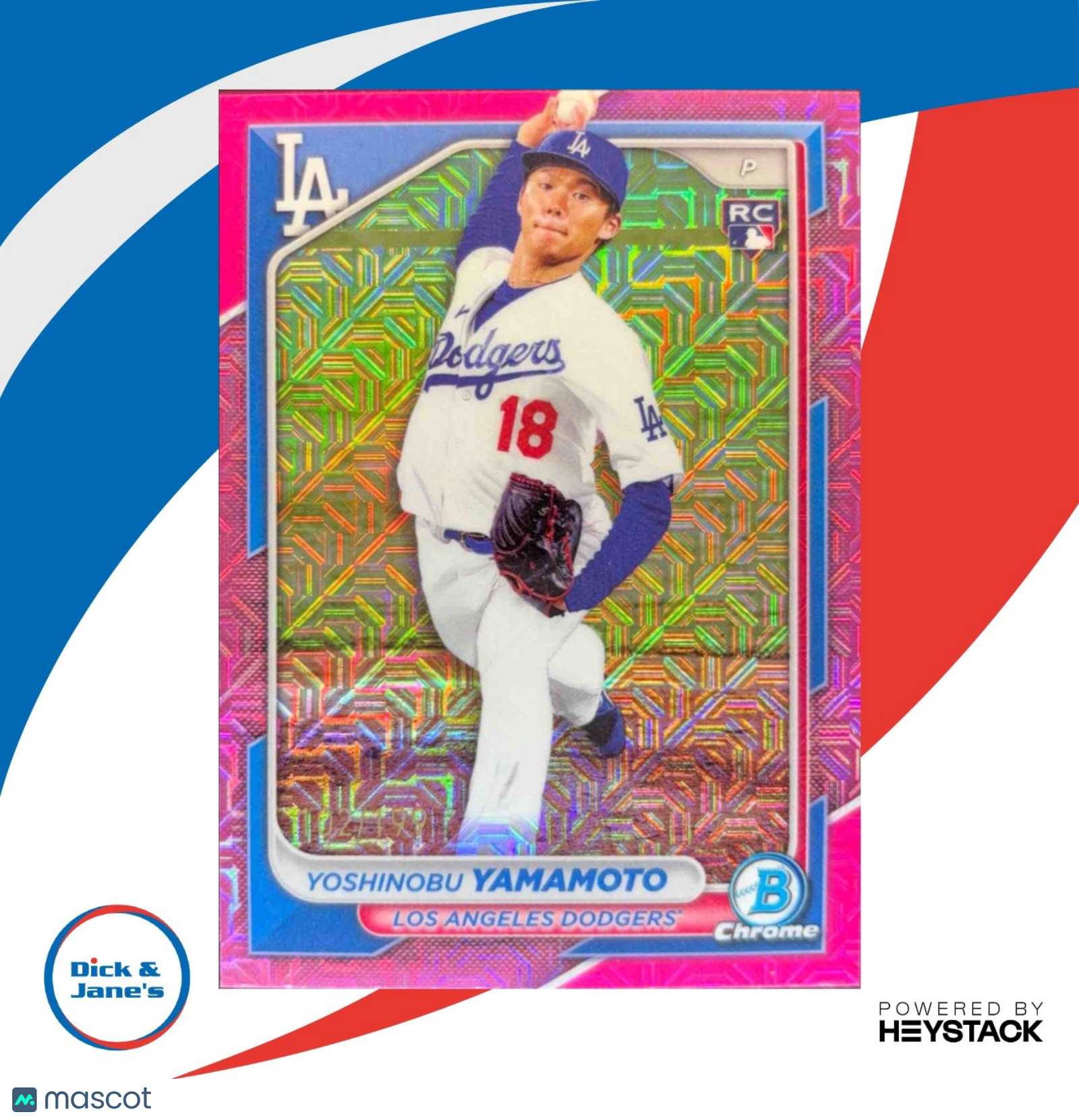 2024 Bowman Yoshinobu Yamamoto Mega Box Mojo Pink Refractor /199 #36 RC Dodgers - Sports Cards