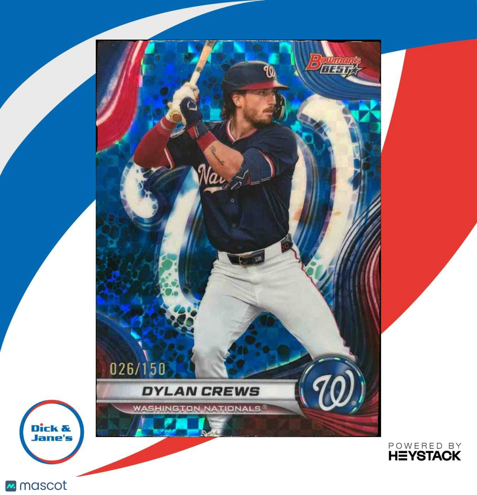 2024 Bowman’s Best Dylan Crews Prospects Blue X-Fractor /150 Nationals - Sports Cards