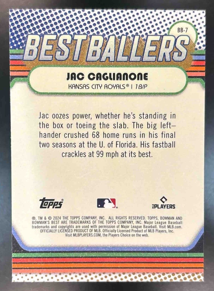2024 Bowman’s Best Jac Caglianone Ballers #BB-7 Kansas City Royals - Sports Cards