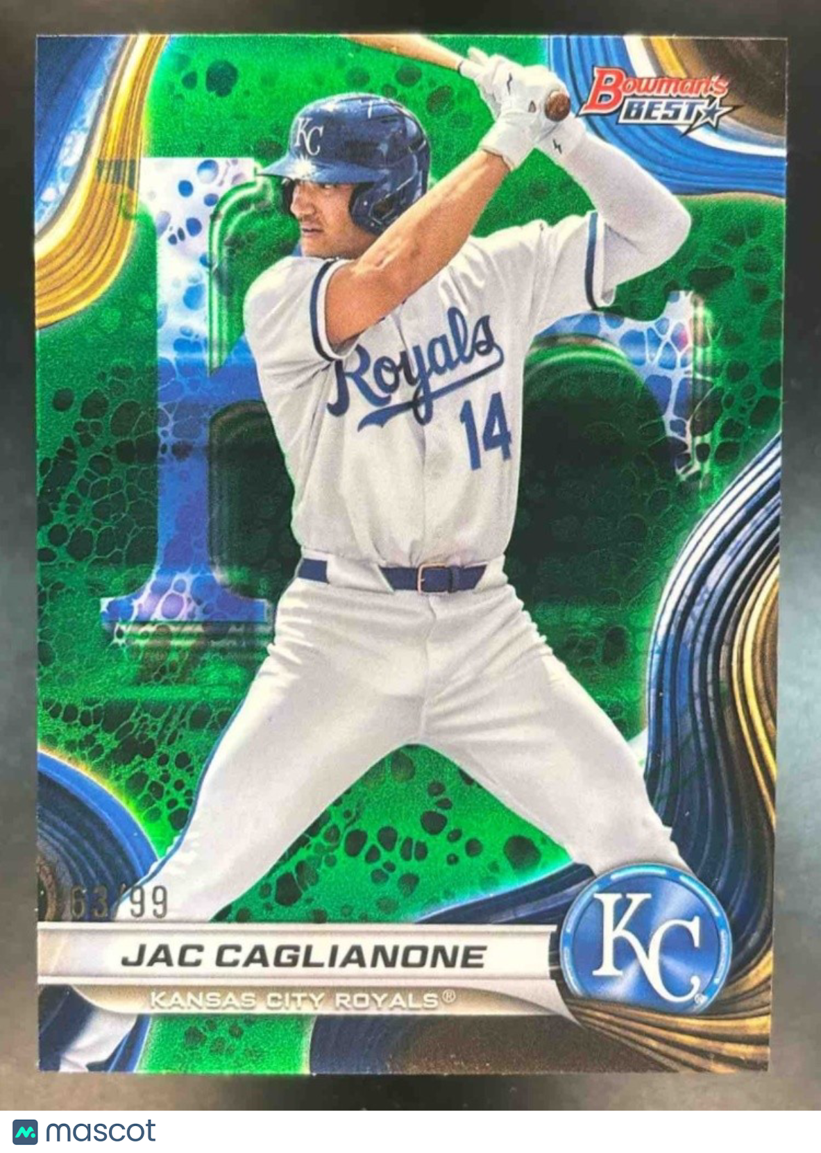 2024 Bowman’s Best Jac Caglianone Prospects Green /99 #TP-6 Kansas City Royals - Sports Cards