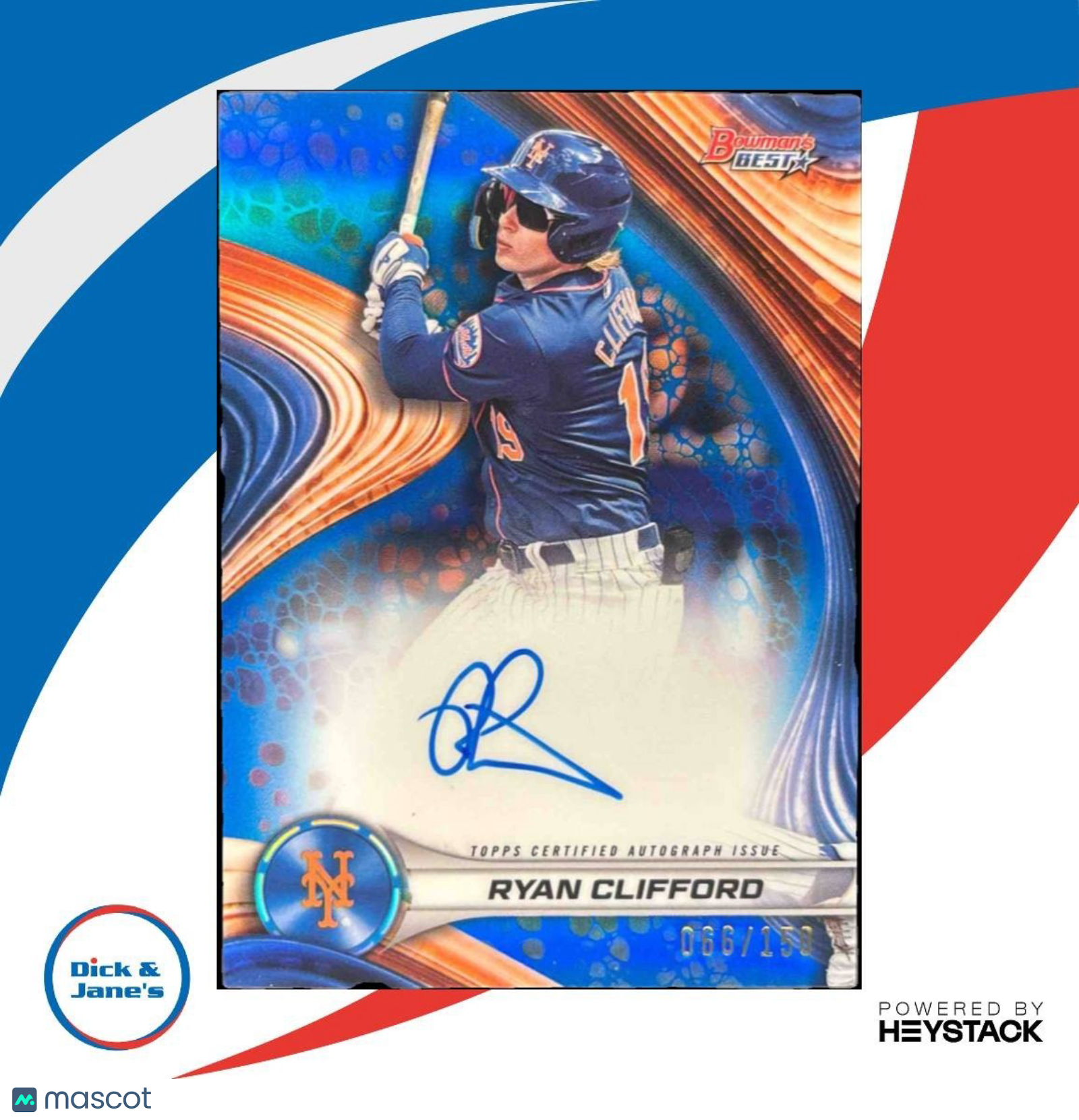 2024 Bowman’s Best Ryan Clifford Best of 2024 Auto Blue /150 RC New York Mets - Sports Cards
