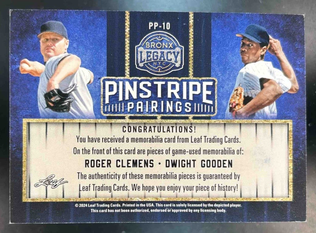 2024 Bronx Legacy Pinstrip Pairings Patch Roger Clemens / Dwight Gooden /25 - Non-Sports Cards