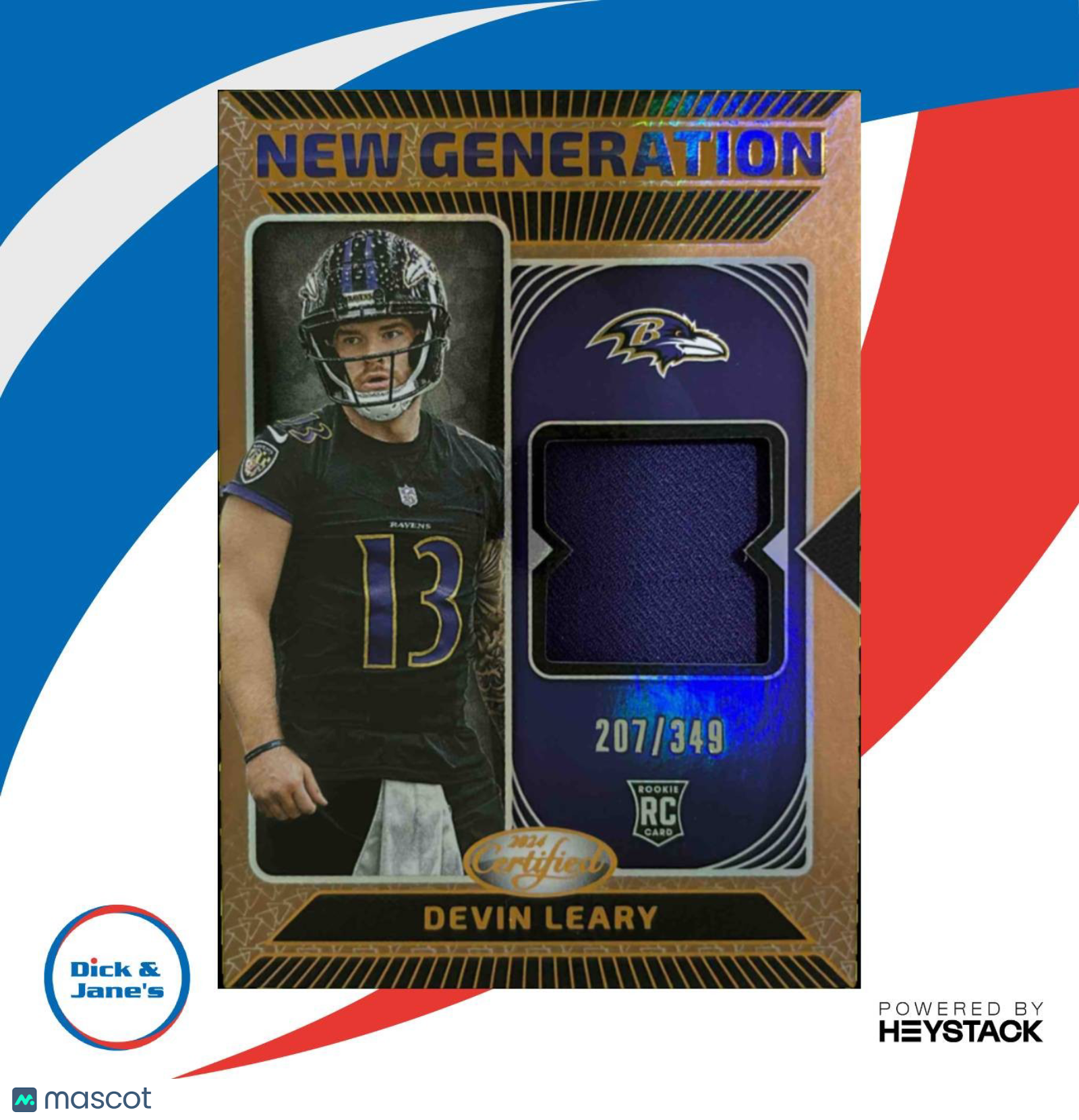 2024 Certified Devin Leary New Generation Rookie Jerseys Mirror Bronze 207/349 - Sports Cards
