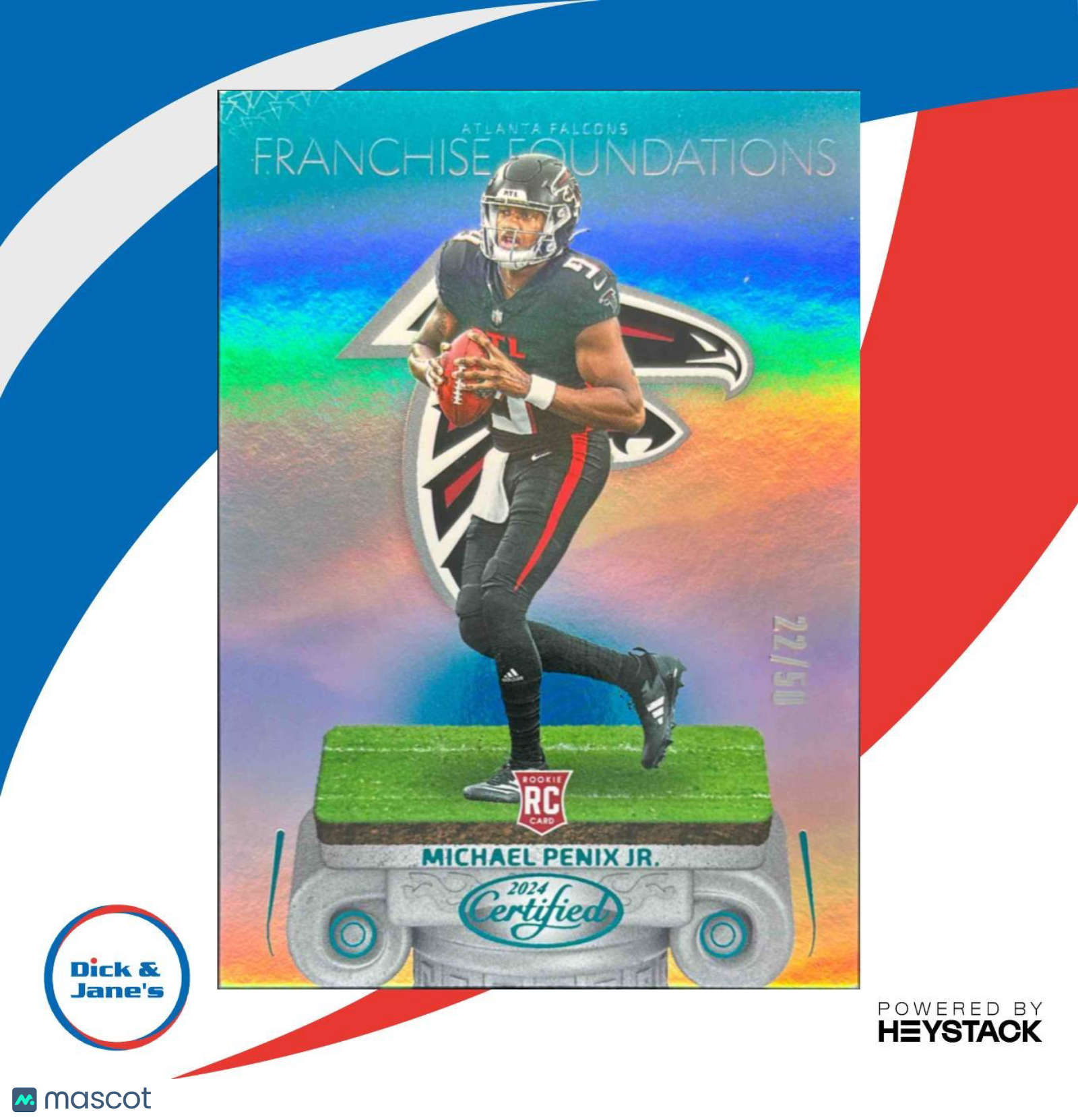 2024 Certified Michael Penix Jr Franchise Foundations Teal Mirror /50 #3 Falcons - Sports Cards